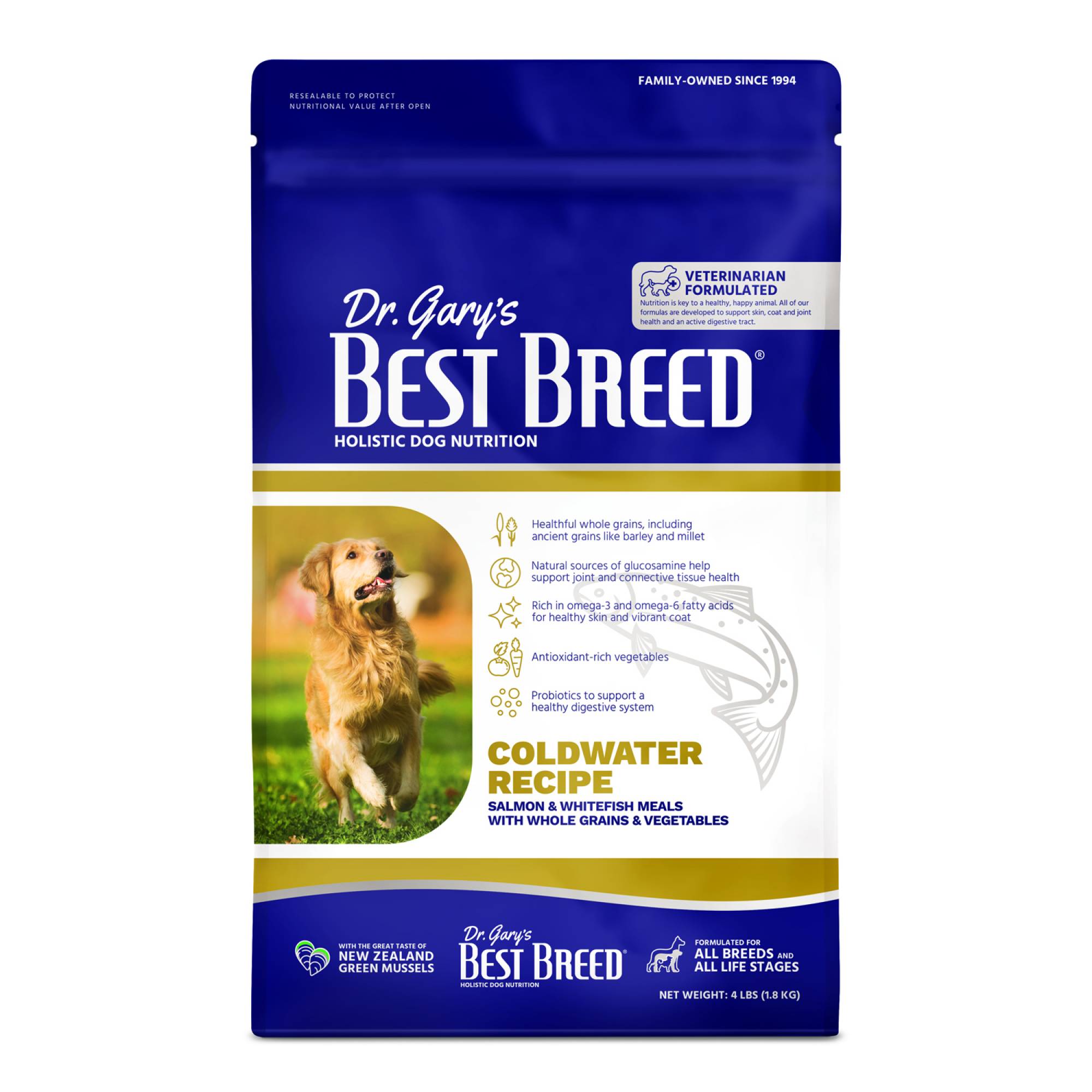 Best Breed - Adult Dog - Coldwater Recipe (Salmon, Whitefish, Whole Grain & Veg) 4lbs