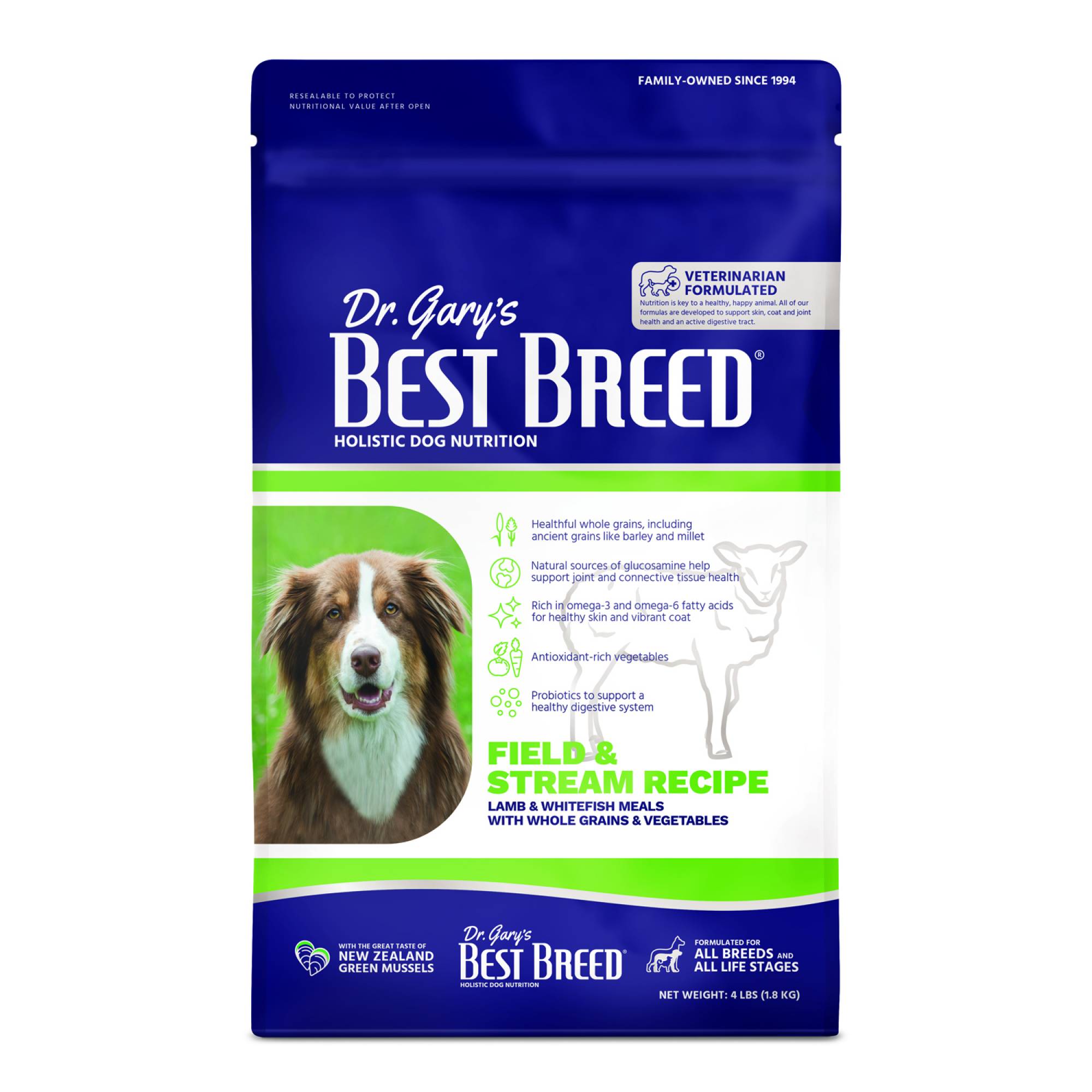 Best Breed - Adult Dog - Field and Stream Recipe (Lamb, Whitefish, Whole Grain & Veg) 4lbs