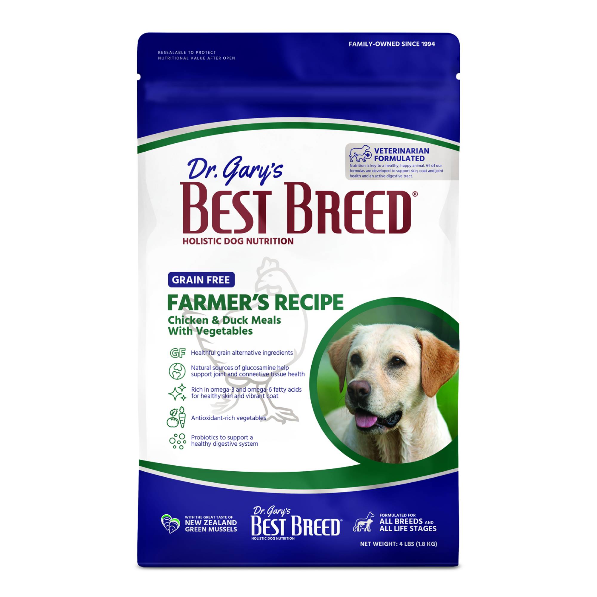 Best Breed - Adult Dog - Grain Free Farmer's Recipe (Chicken, Duck Meals w/ Fruits & Veg) 4lbs