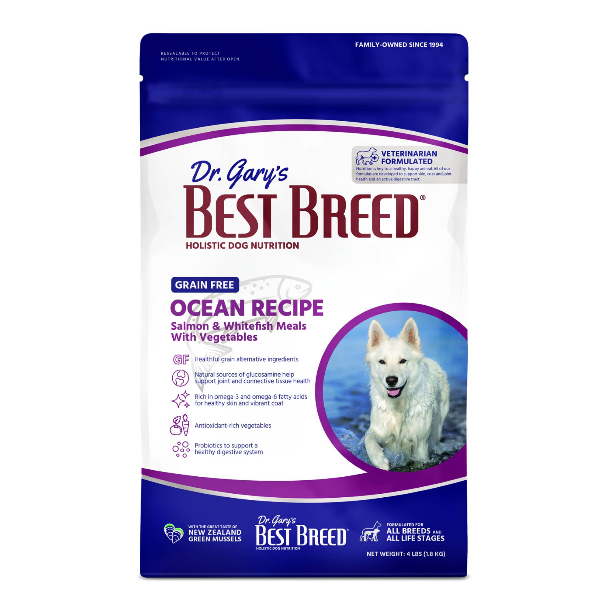 Best Breed - Adult Dog - Grain Free Ocean Recipe (Salmon, Whitefish Meals w/ Fruits & Veg) 4lbs