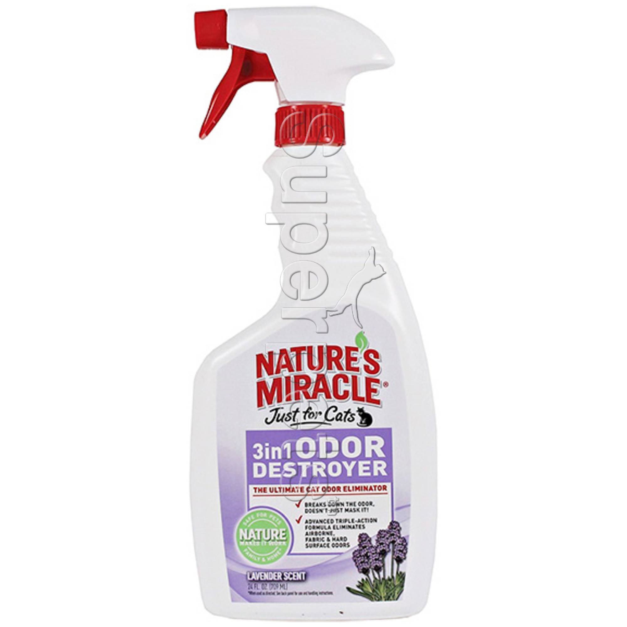 Nature's Miracle 3-in-1 Odor Destroyer Trigger Spray Just for Cats - Lavender 24oz (709ml)