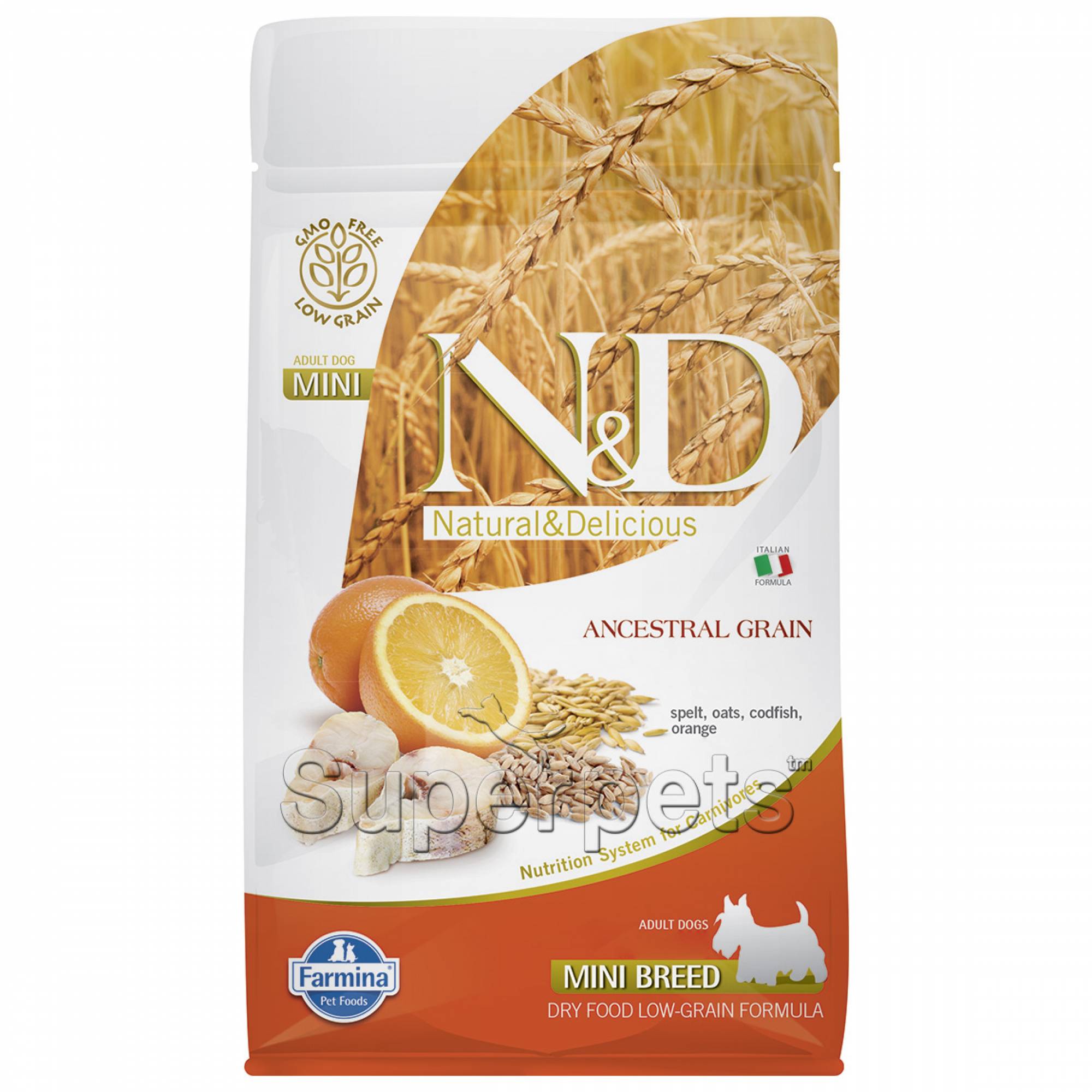 Farmina - N&D Ancestral Grain Canine Adult Mini - Codfish & Orange 800g (*Donation*)