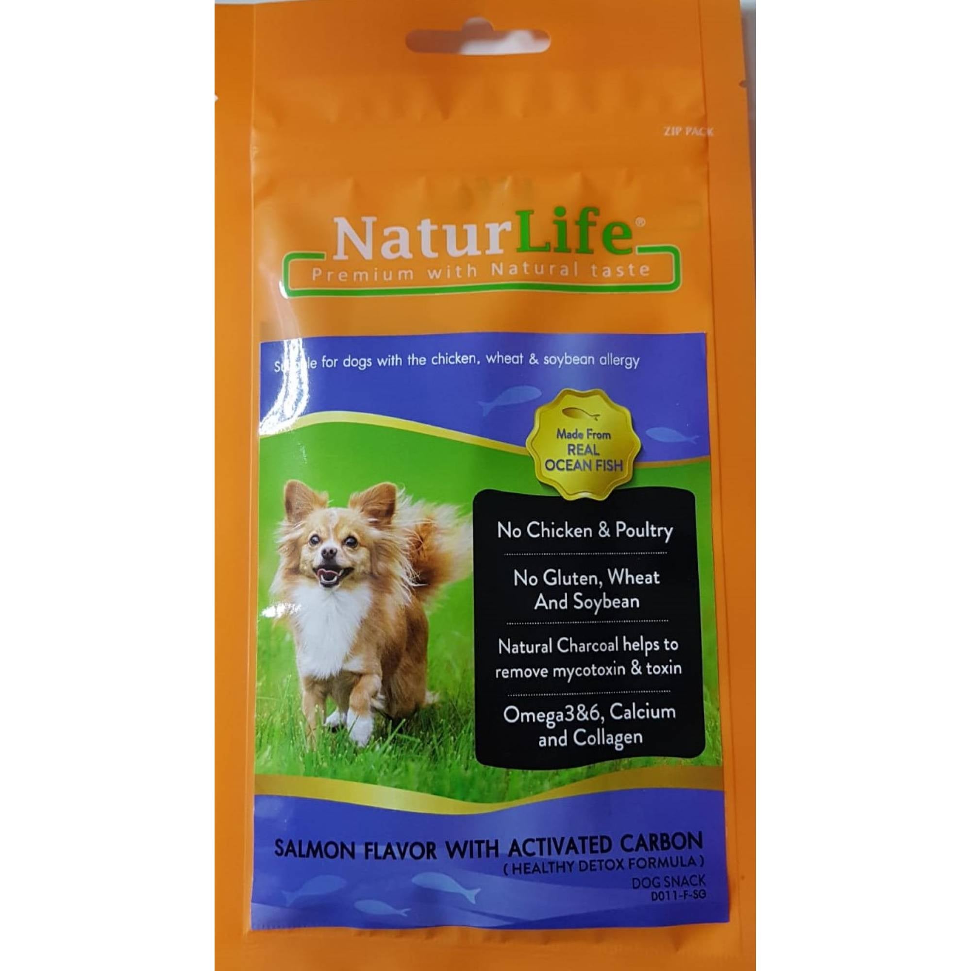 NaturLife Dog Treat - Salmon Flavor with Activated Crabon 65g