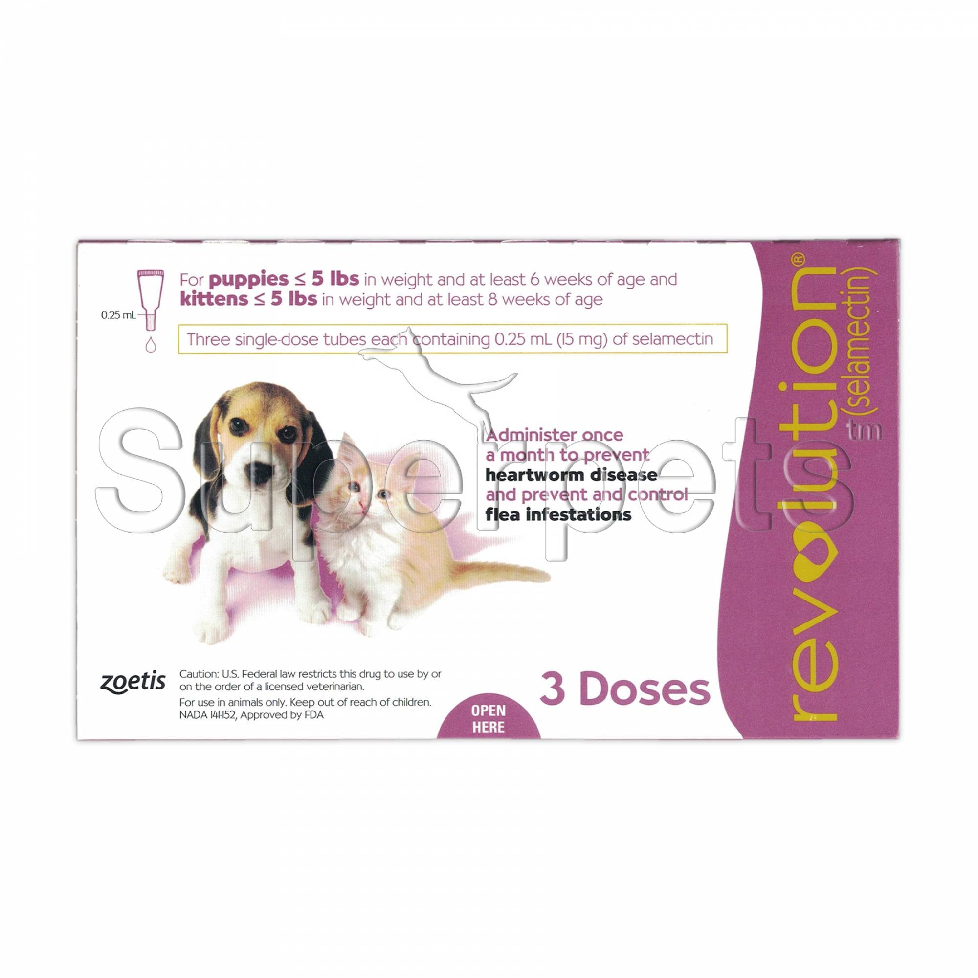 Revolution Spot-On for Kitten & Puppy up to 5lb (2.3kg) (Mauve) 3 doses