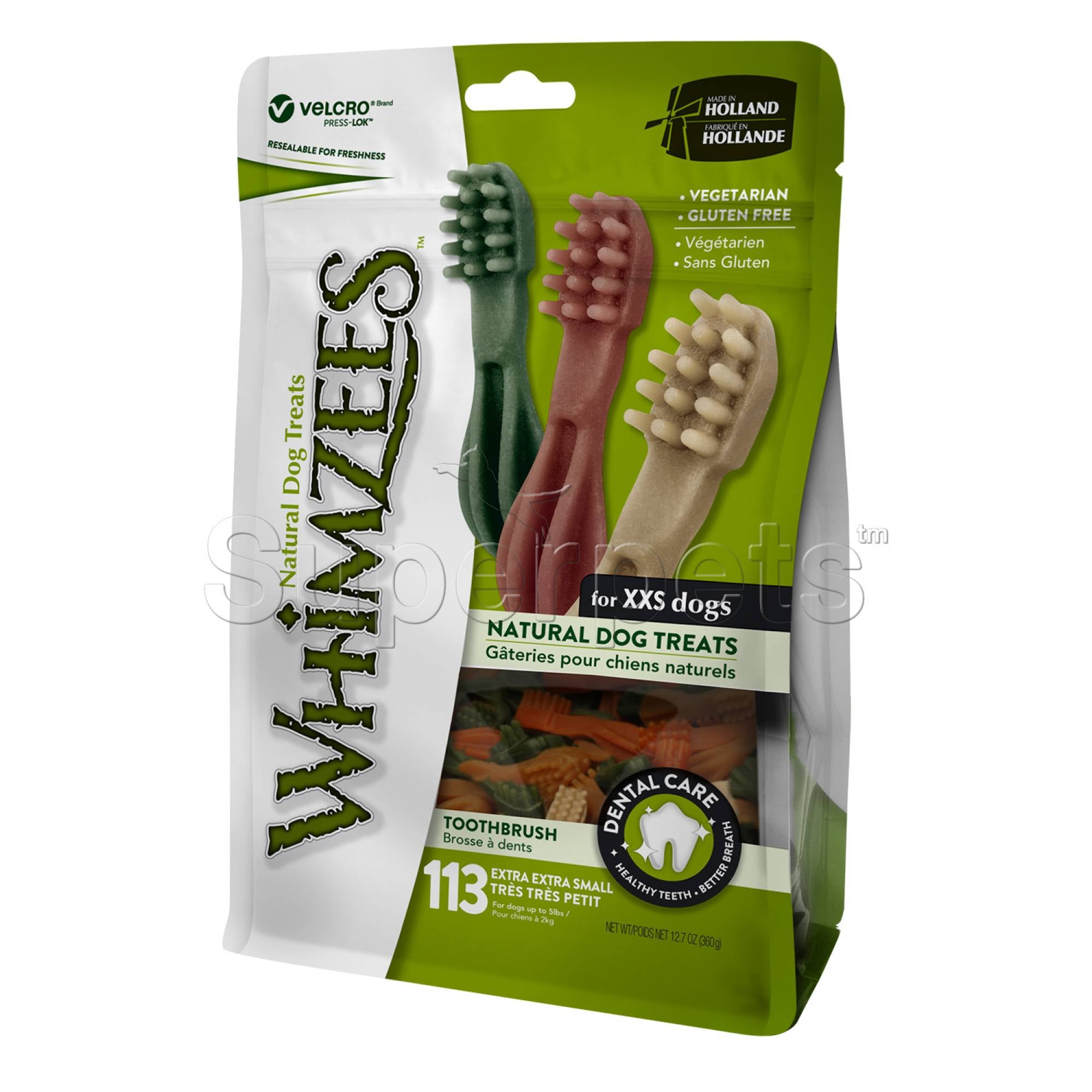 Whimzees Natural Dental Dog Treats - Toothbrush - XXS - 113pcs (WHZ300)