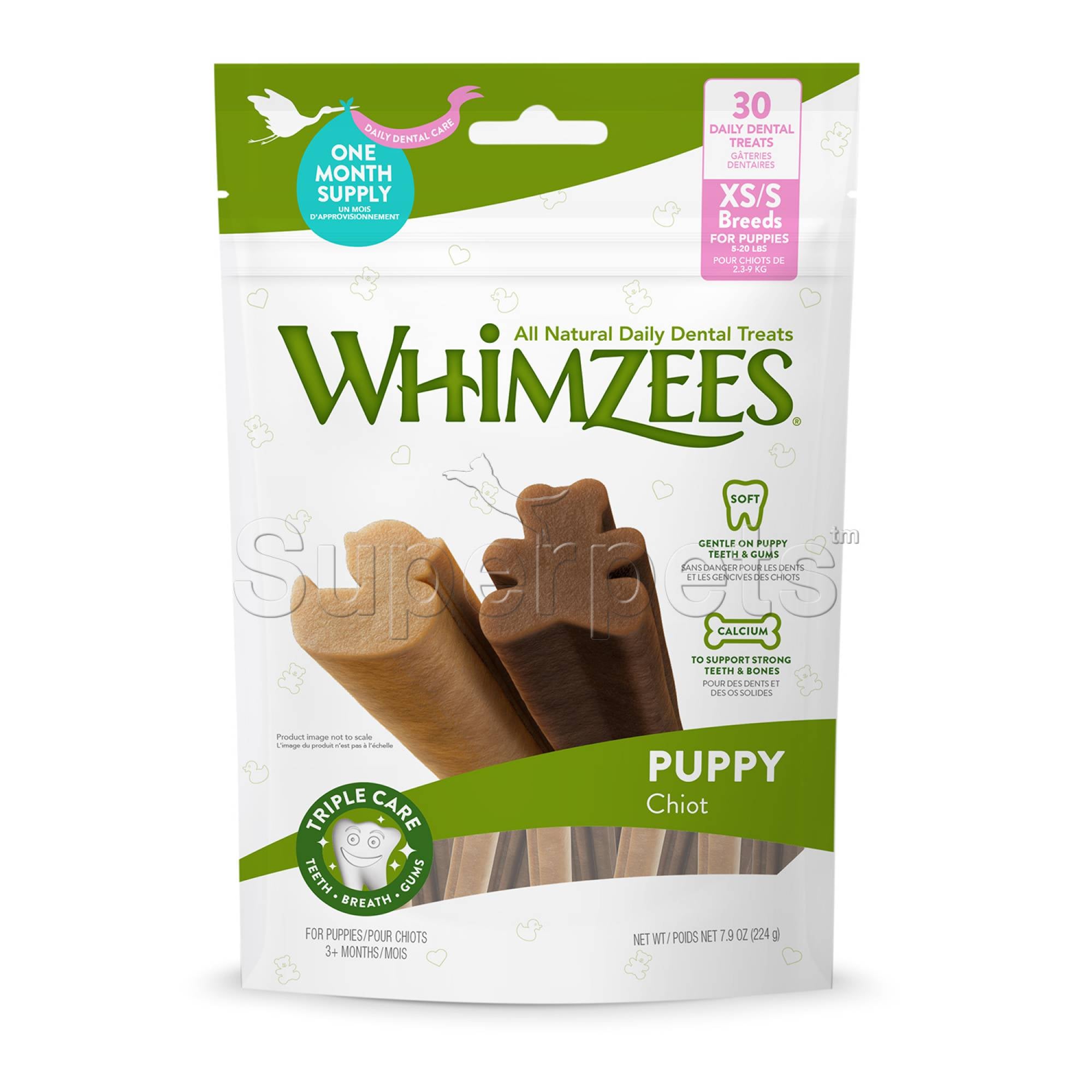 Whimzees Natural Dental Dog Treats - Puppy XS/S - 30pcs (WHZ831)