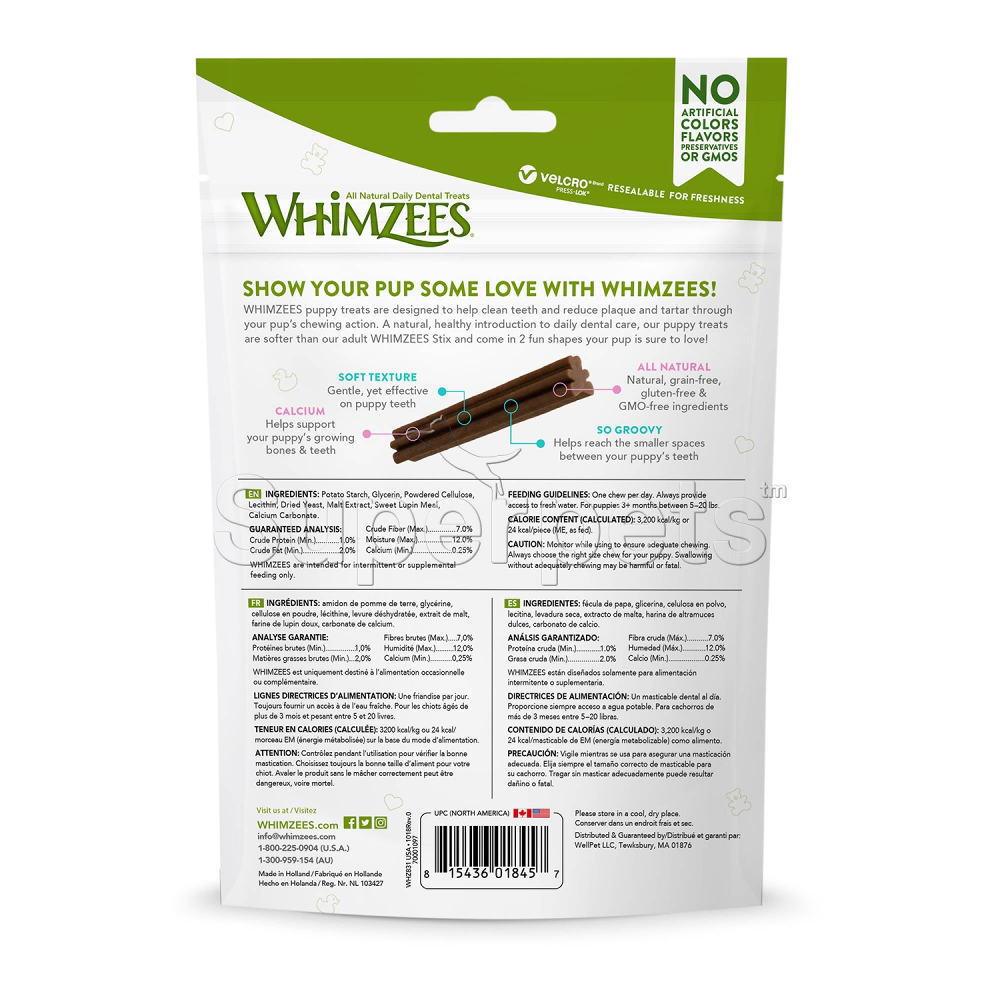 Whimzees Natural Dental Dog Treats - Puppy XS/S - 30pcs (WHZ831)