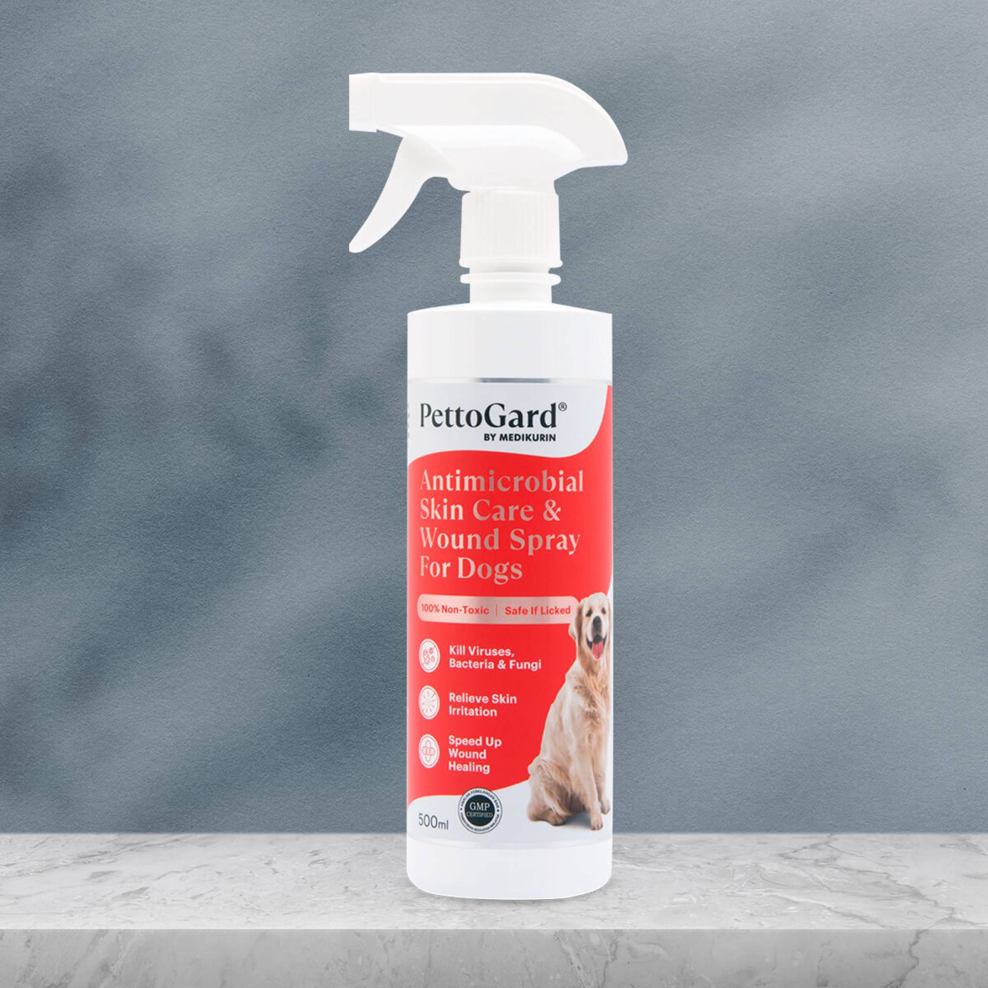 PettoGard® Antimicrobial Skin Care & Wound Spray for Dogs 500ml