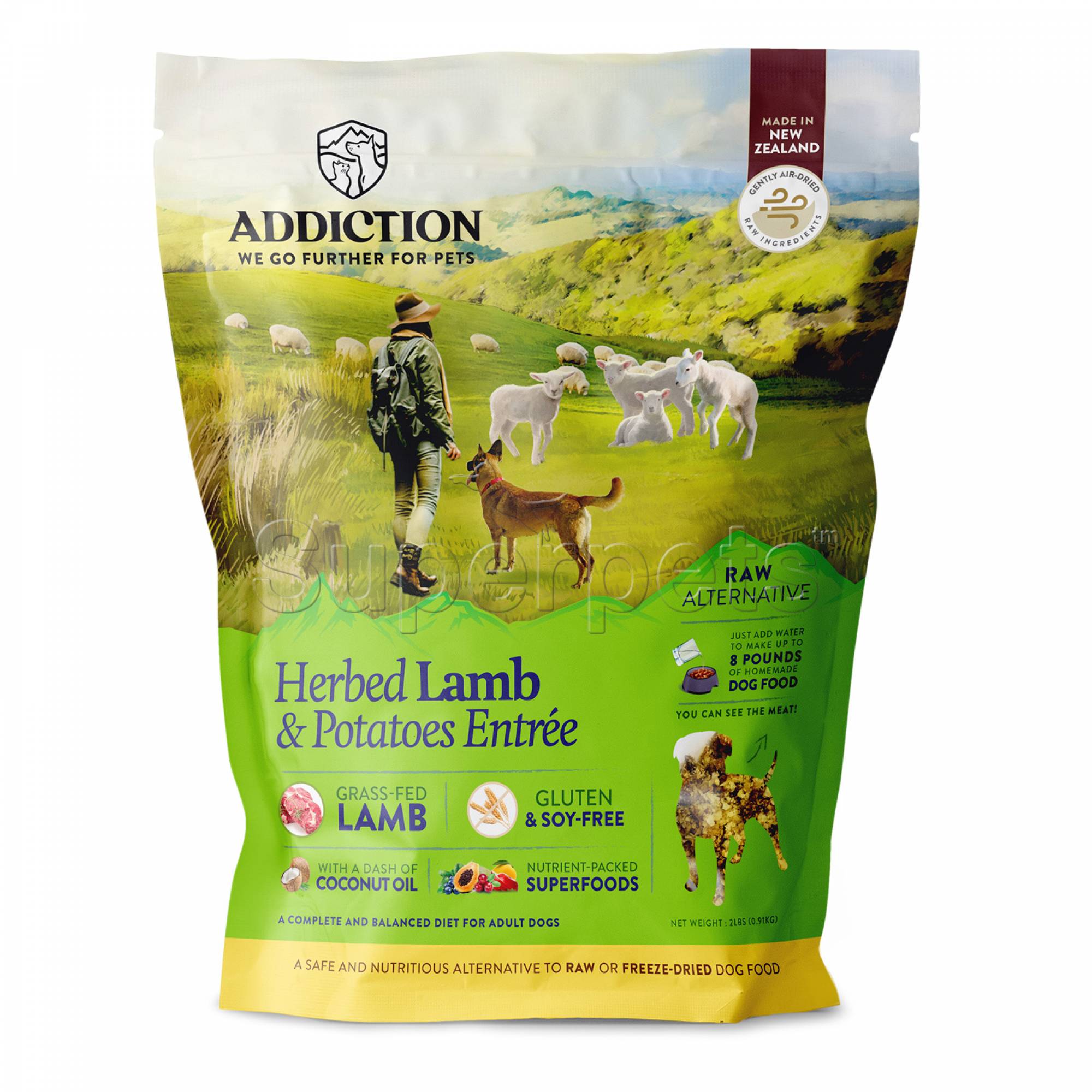 Addiction Dog Adult - Raw Herbed Lamb & Potatoes Entree 2lb (70493)