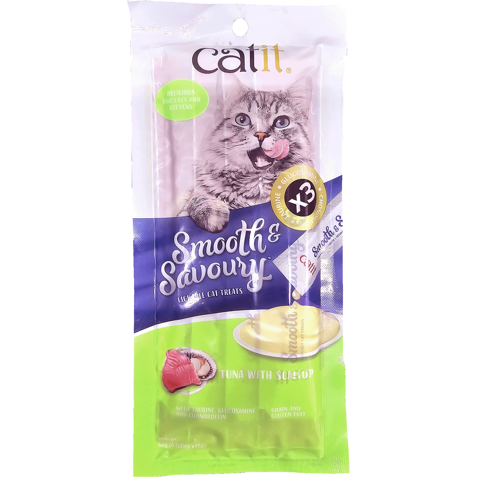 Catit Cat Treats - Smooth & Savoury Tuna with Scallop 15gx4 tubes
