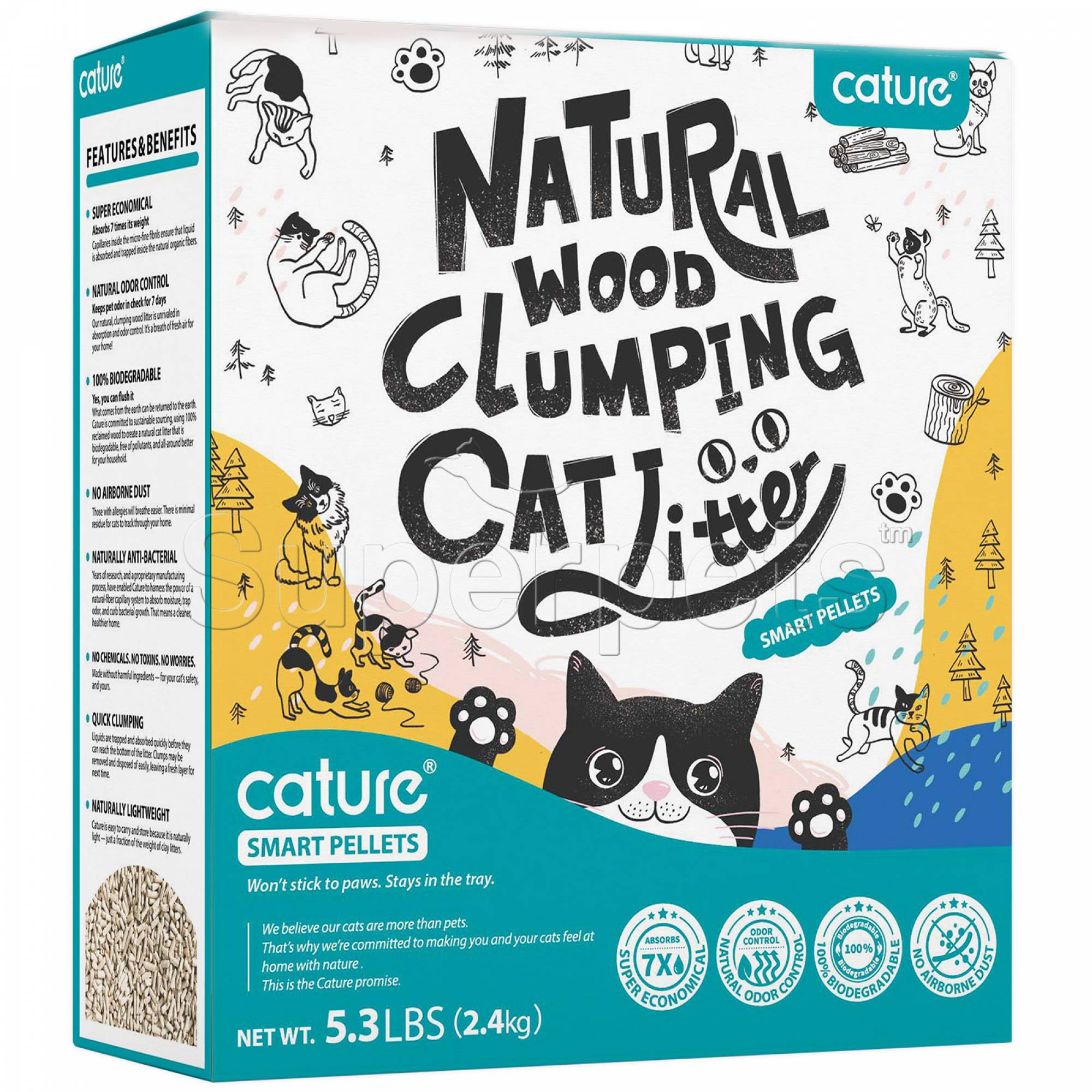 Cature Natural Wood Clumping Cat Litter - Smart Pellets 6L (2.4kg)