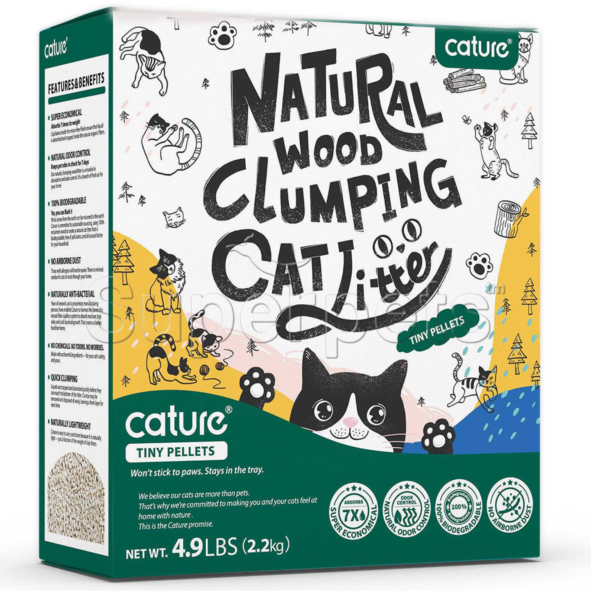 Cature Natural Wood Clumping Cat Litter - Tiny Pellets 6L (2.2kg)