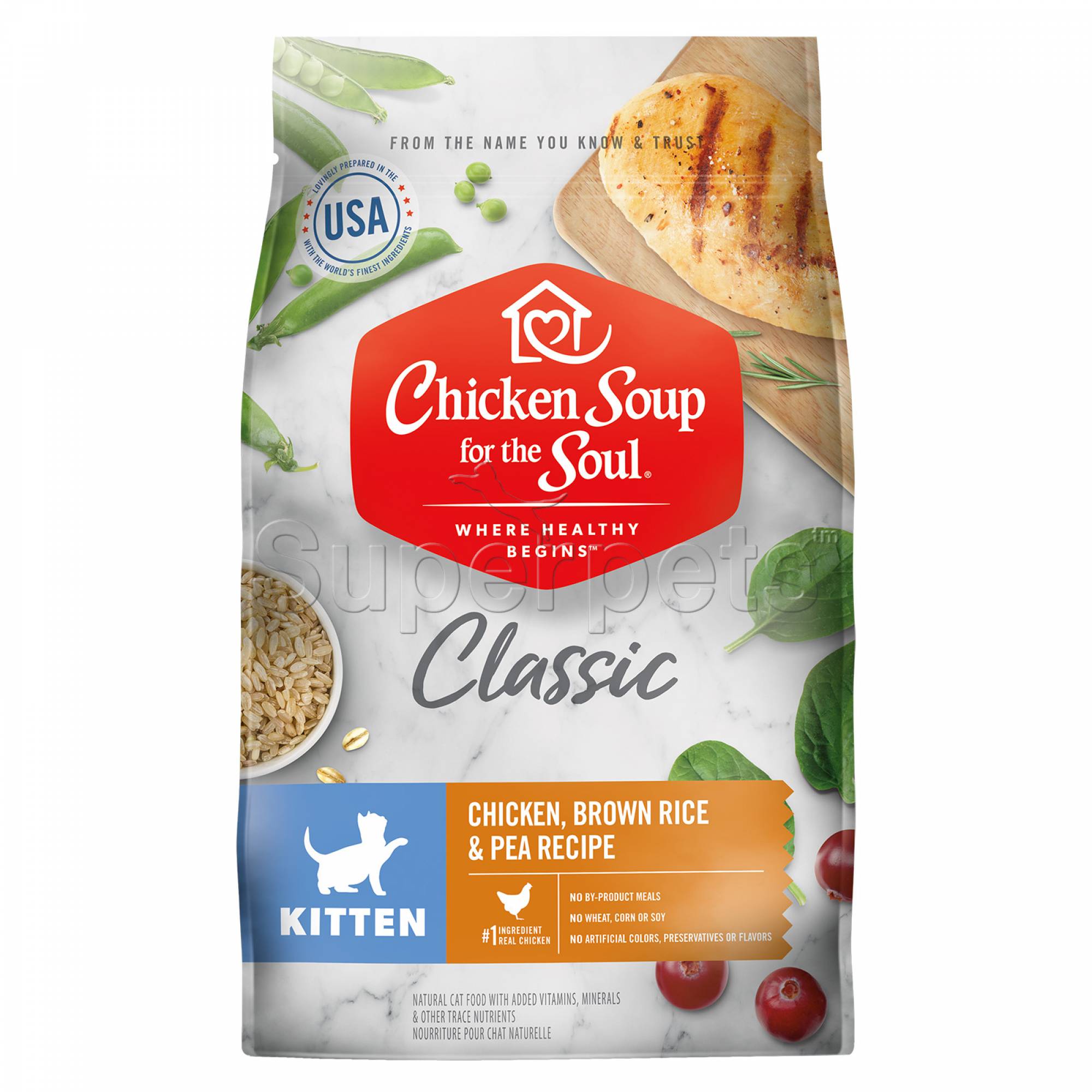 Chicken Soup for the Soul Cat Dry Classic Kitten Chicken, Brown Rice & Pea Recipe 4.5lb