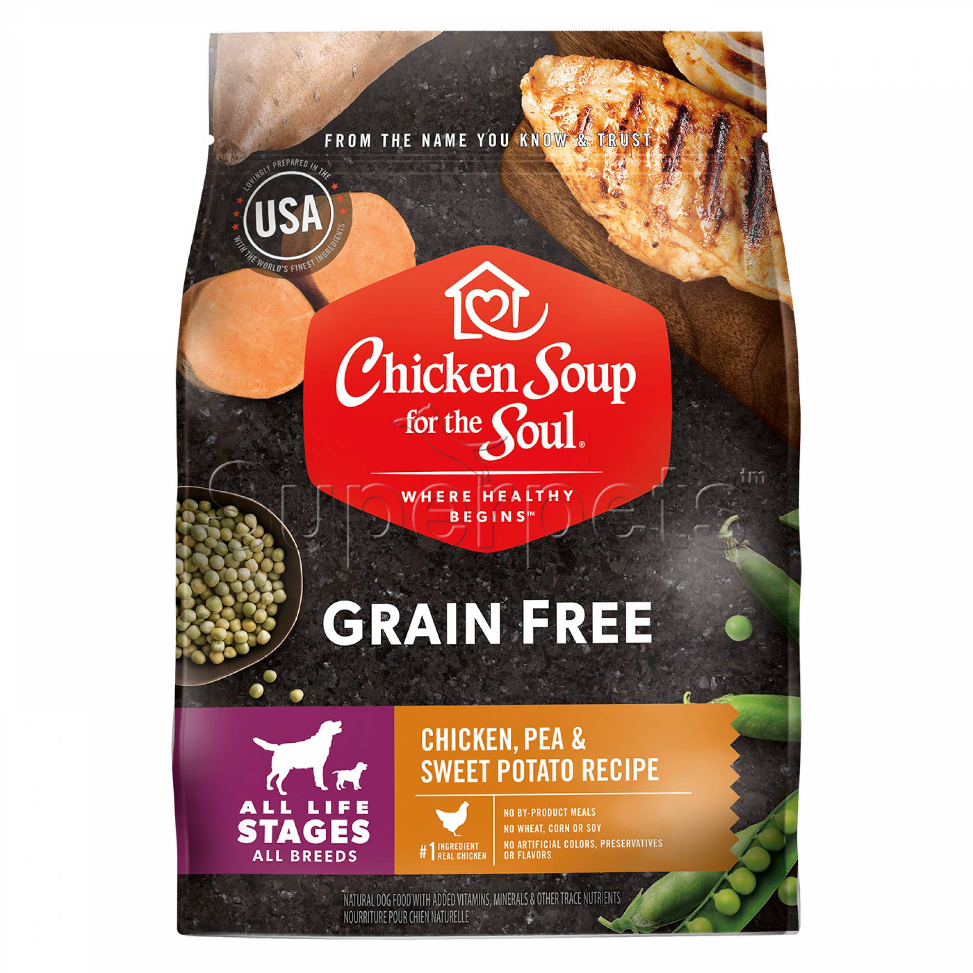 Chicken Soup for the Soul Dog Dry Grain-Free All Life Stages Chicken, Pea & Sweet Potato Recipe 4lb