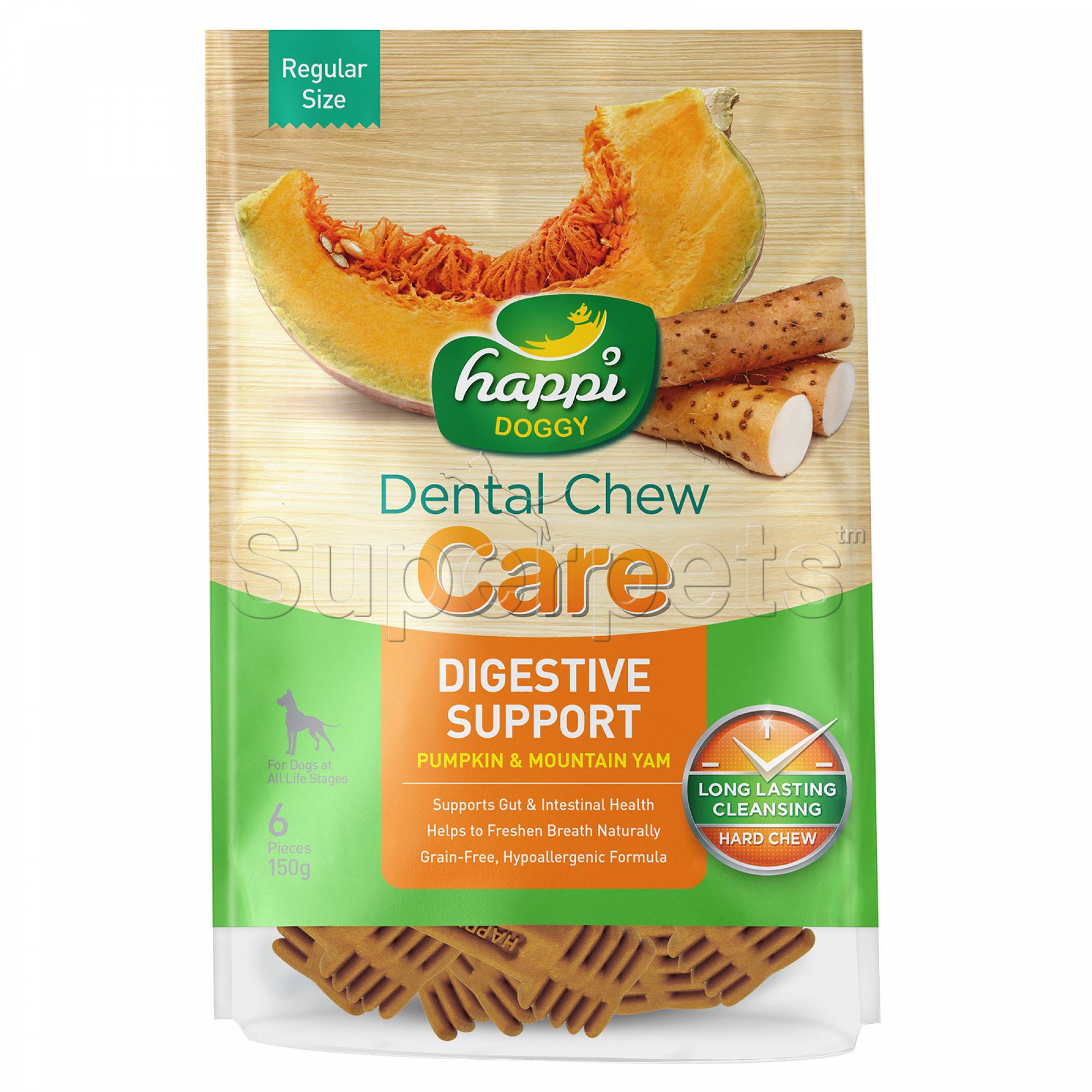 Happi Doggy H342 Dental Chew Care (Digestive Support) Regular Size 6pcs 150g