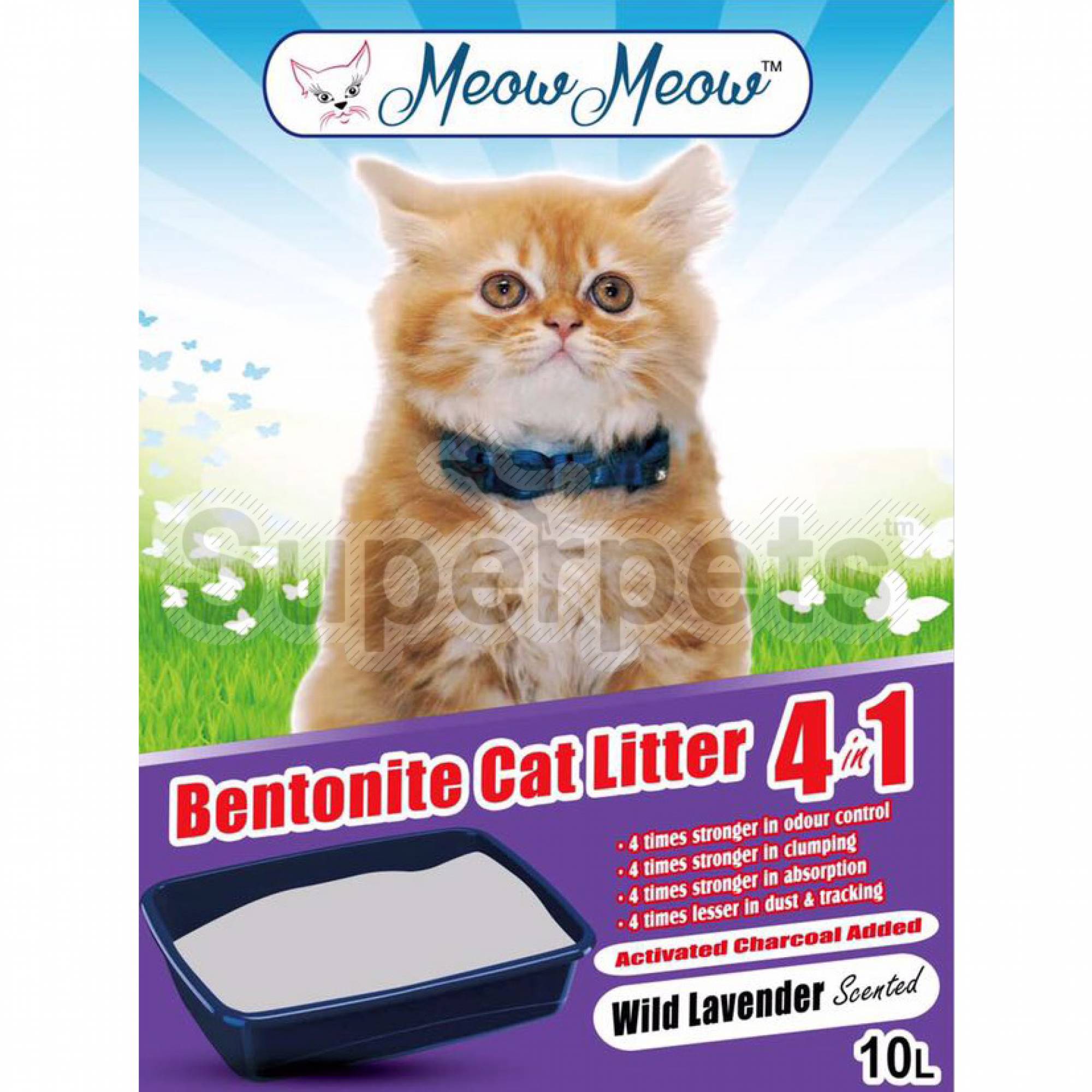 Meow Meow - Bentonite Cat litter 4-in-1 - Wild Lavender 10L