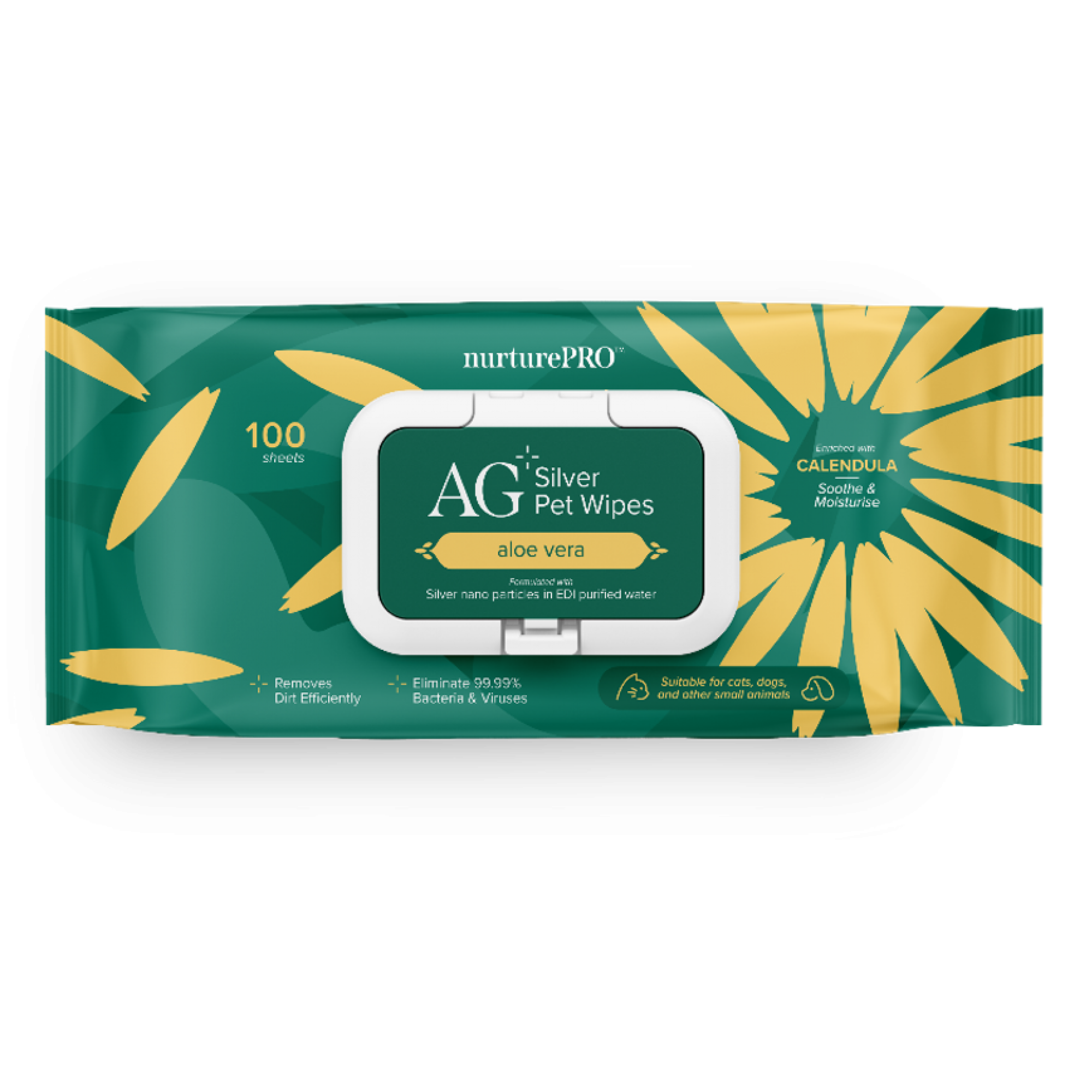 Nurture Pro - AG+Silver Pet Wipes 100pcs (Aloe Vera)