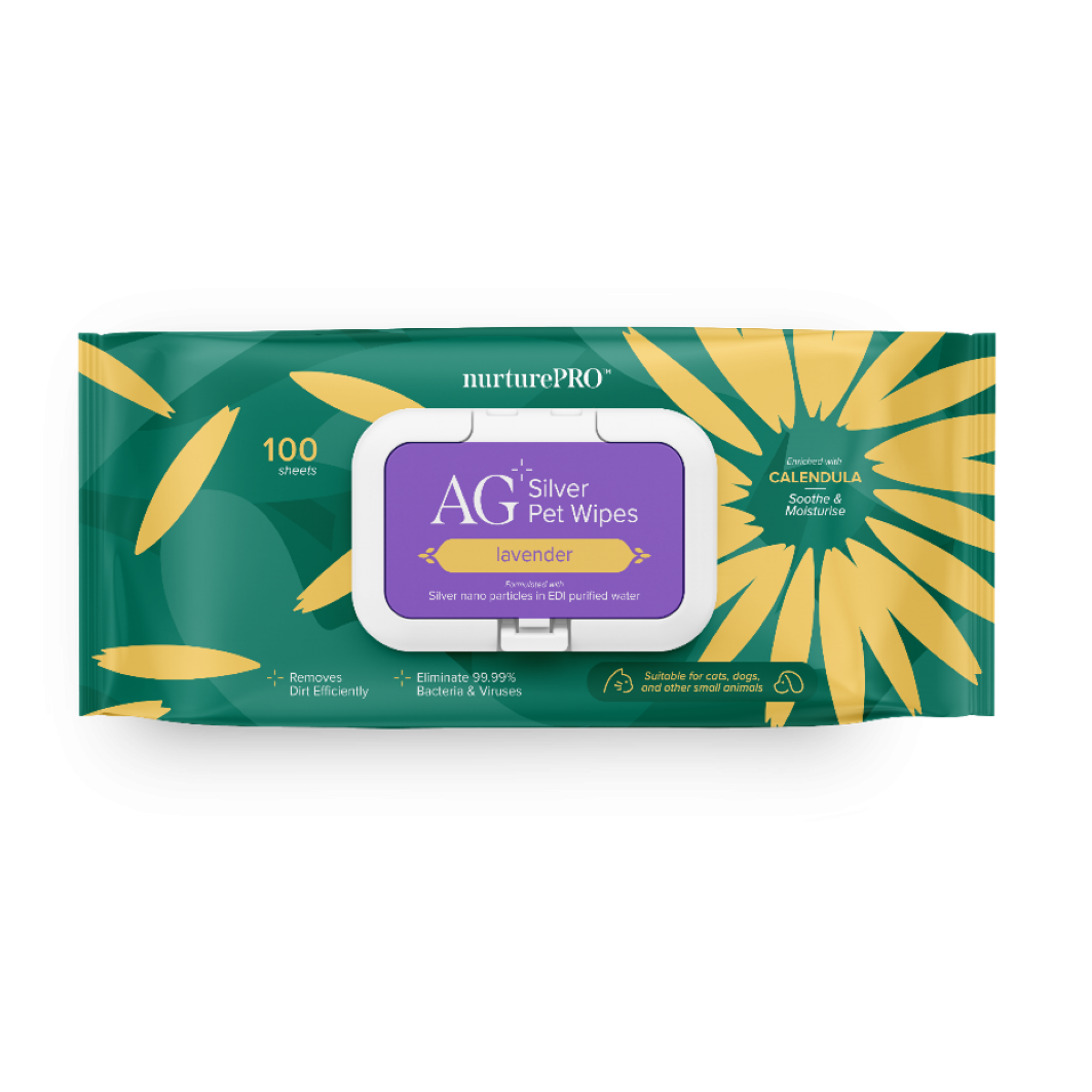 Nurture Pro - AG+Silver Pet Wipes 100pcs (Lavender)