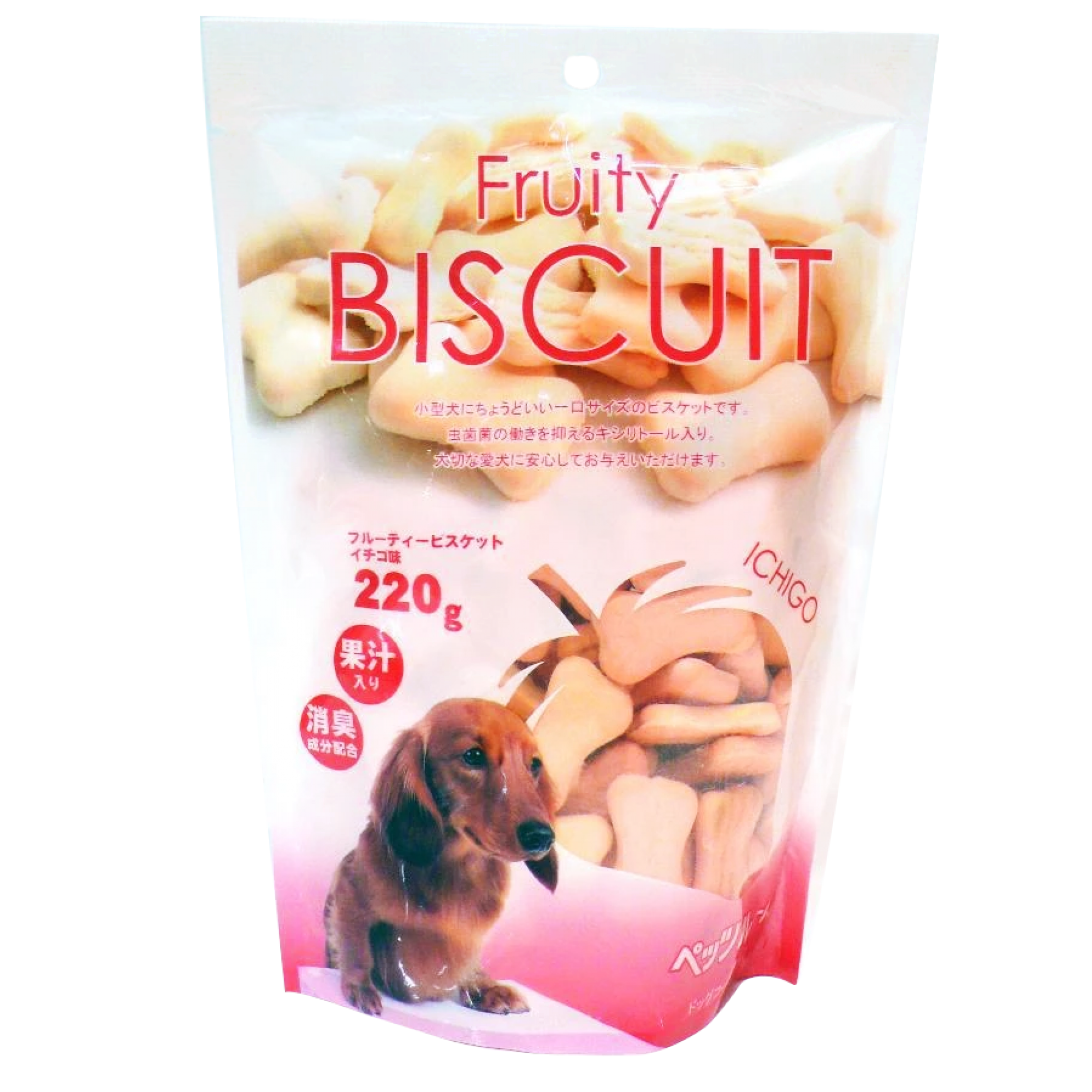 Petz Route - Dog Fruity Biscuits Strawberry Flavour 220g