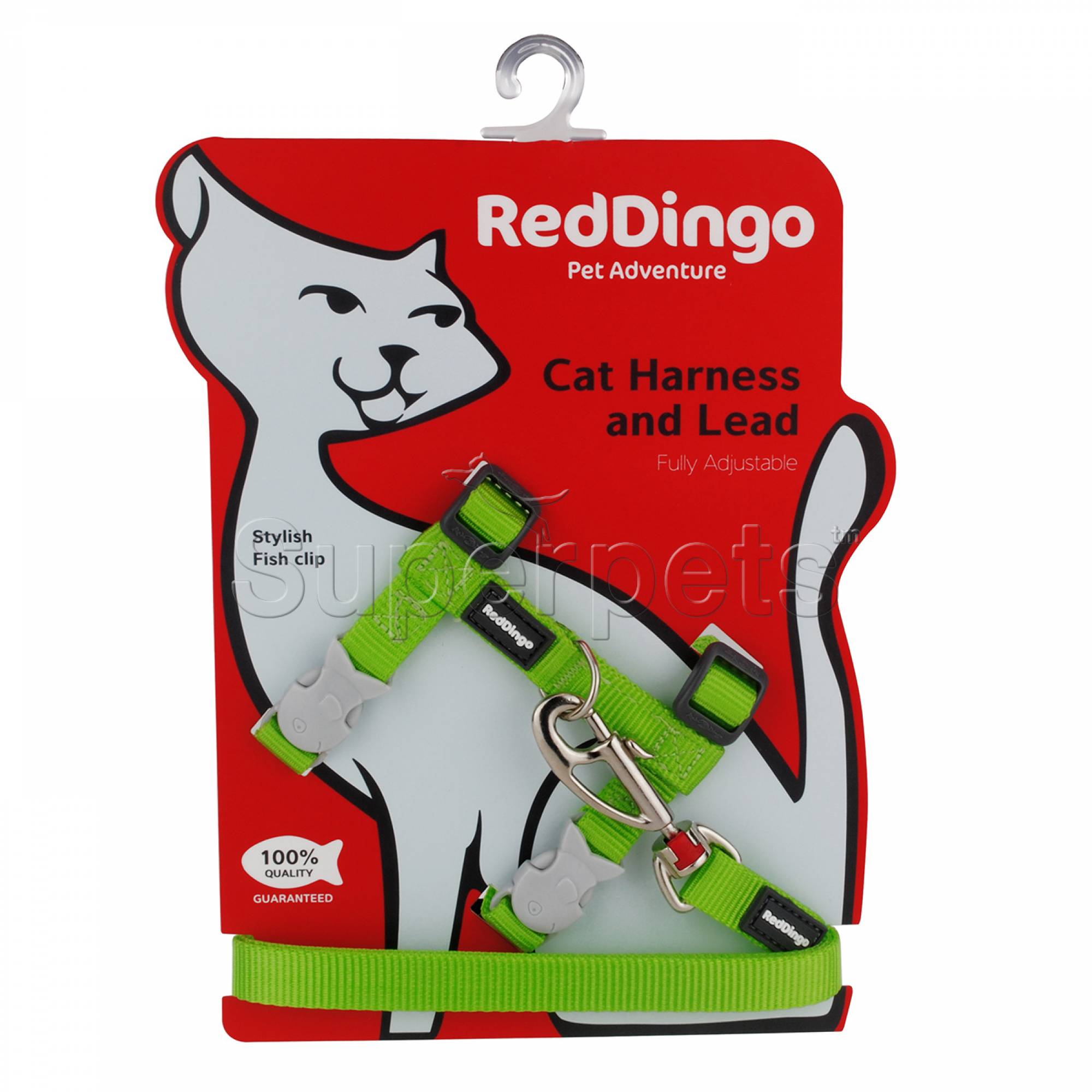 Red Dingo Cat Harness & Lead Combo - Lime Green