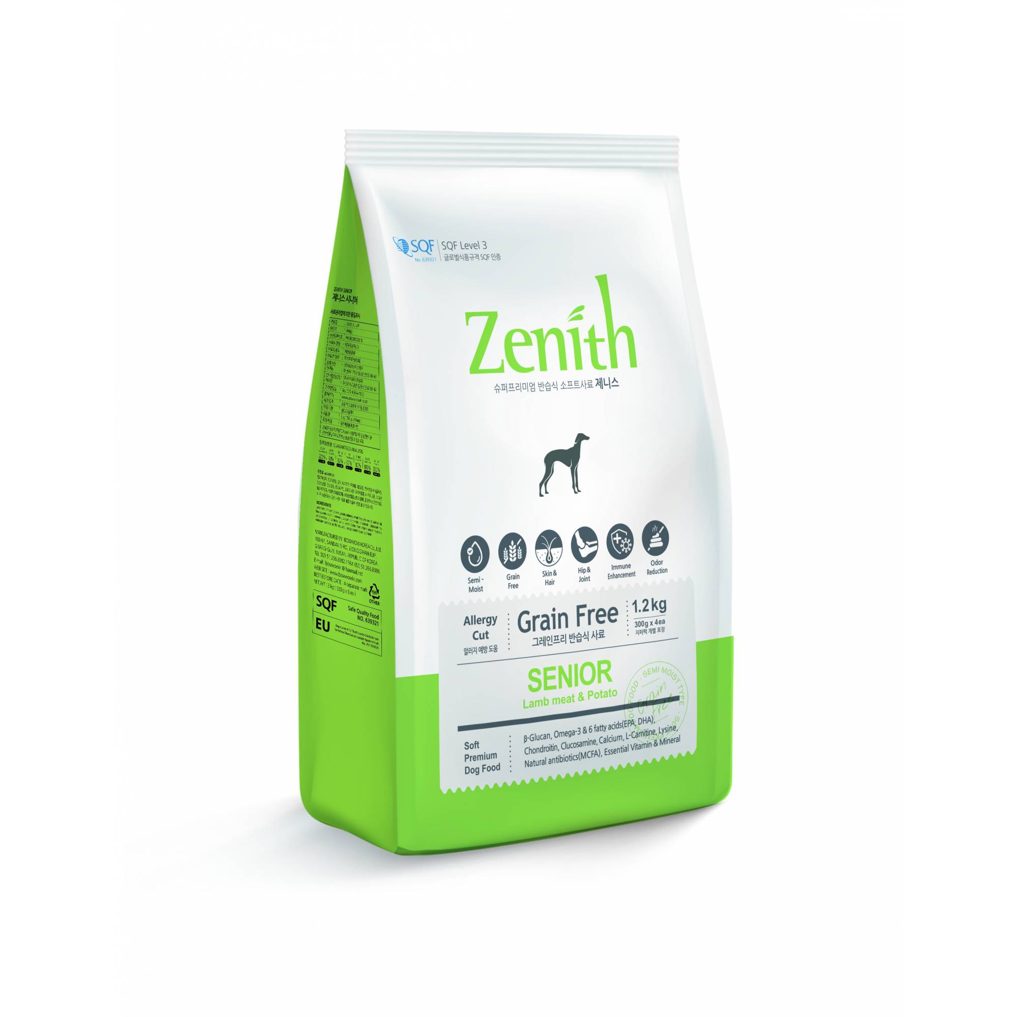 Bow Wow - Zenith Soft Kibble Light & Senior Dry Dog Food 1.2kg (300g x 4 bags)