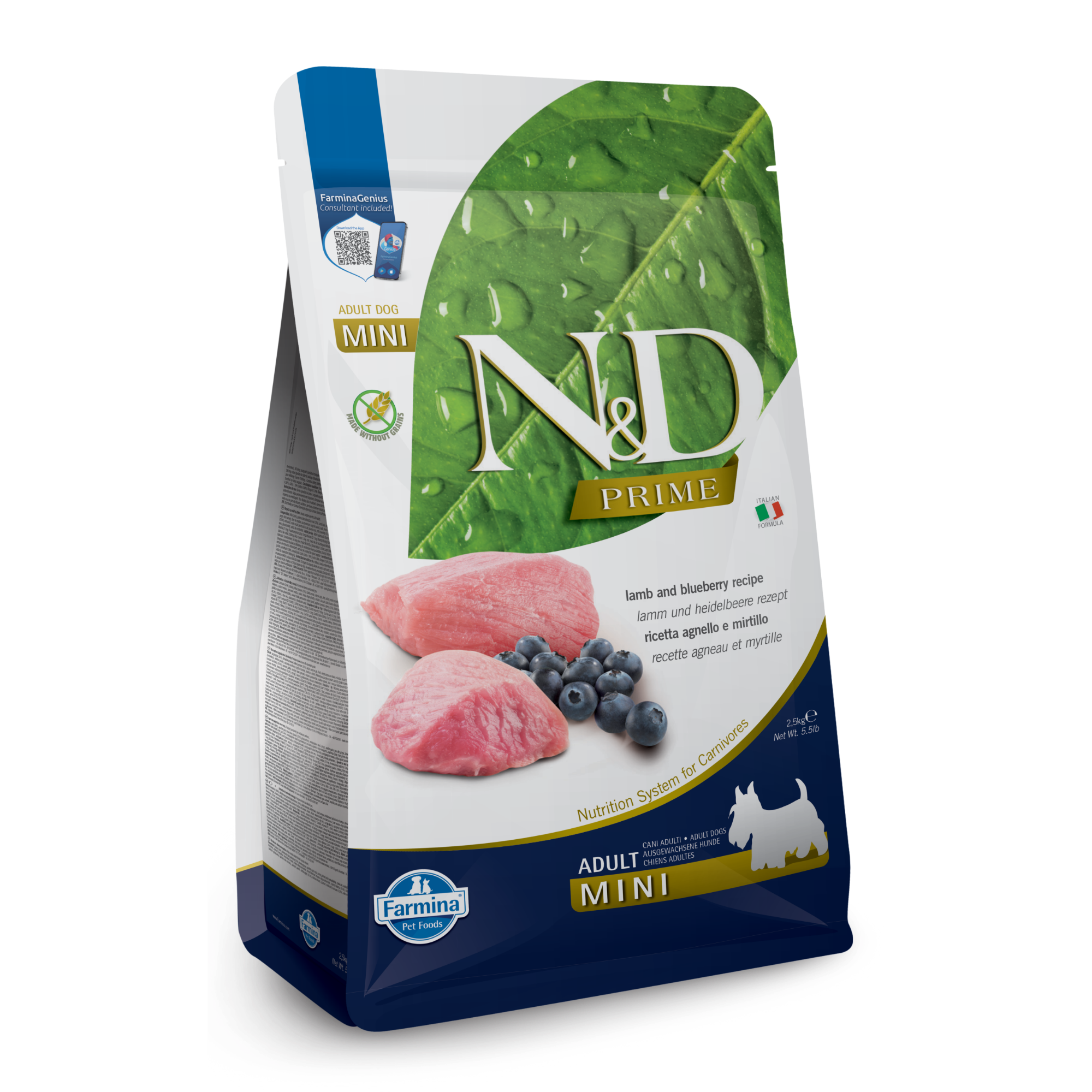 Farmina N&D PRIME Grain Free Dog Food Adult Mini - Lamb & Blueberry