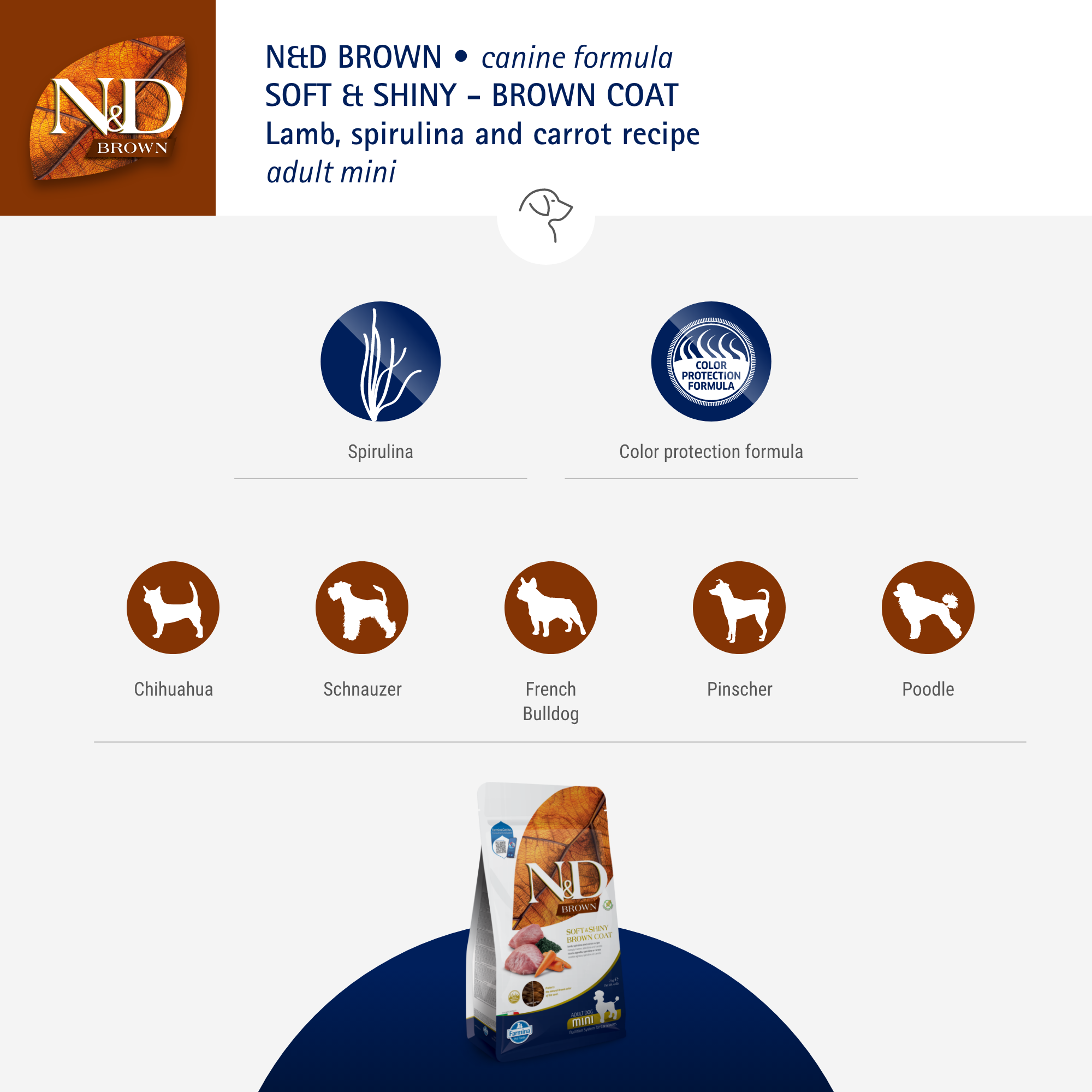 Farmina - N&D Brown Dog Adult Mini - Lamb, Potato, Spirul & Carrot  2kg