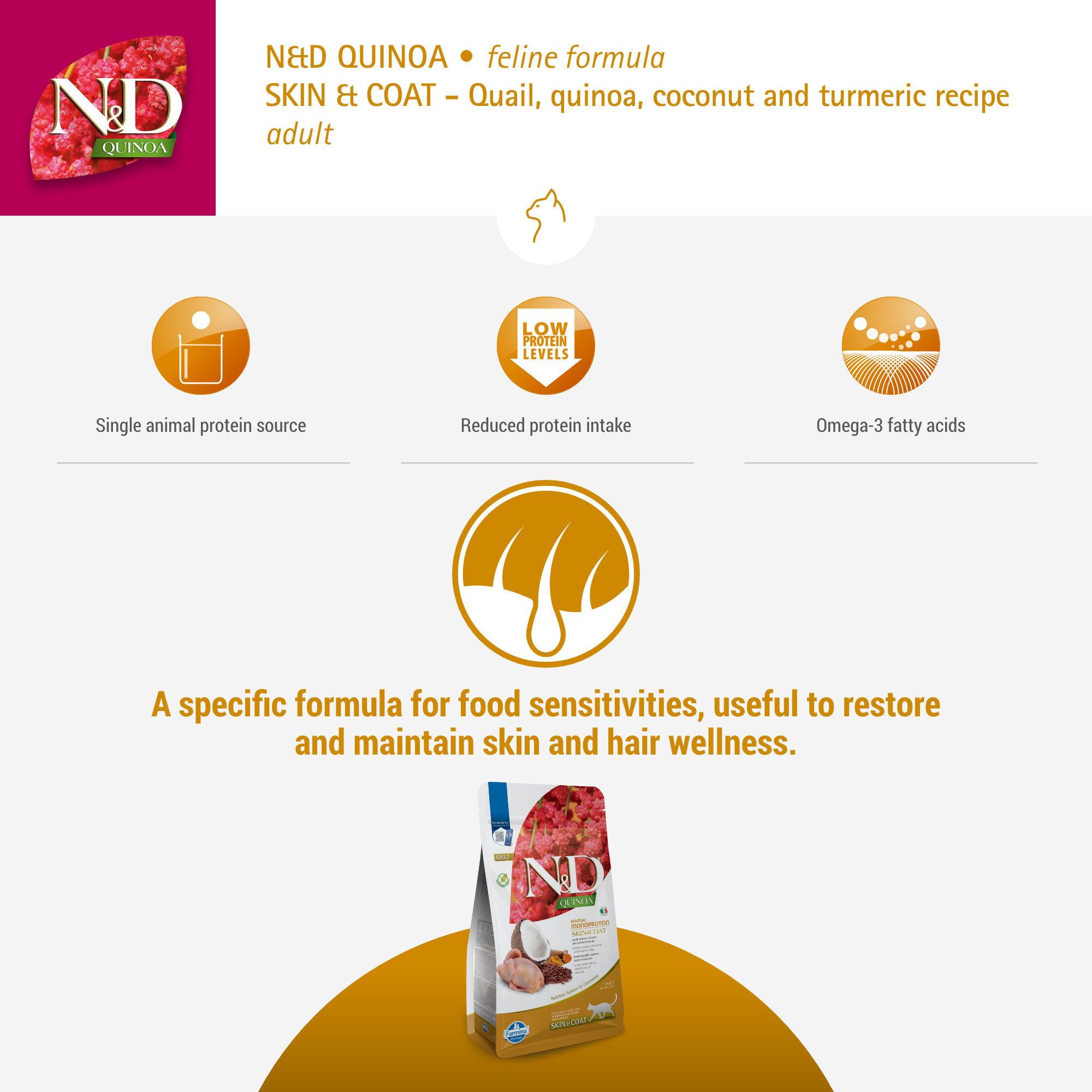 Farmina N&D Cat Adult Quinoa  - Skin & Coat (Quail)