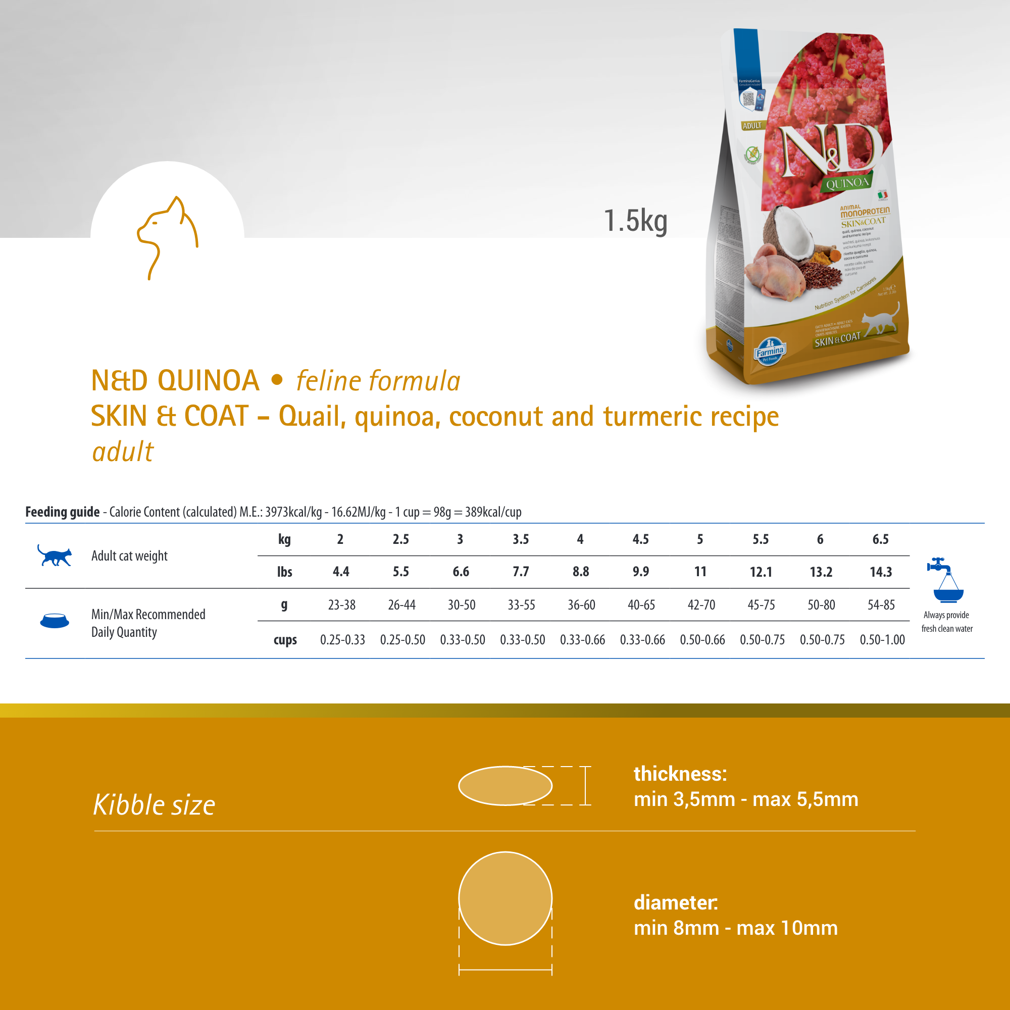 Farmina N&D Cat Adult Quinoa  - Skin & Coat (Quail)