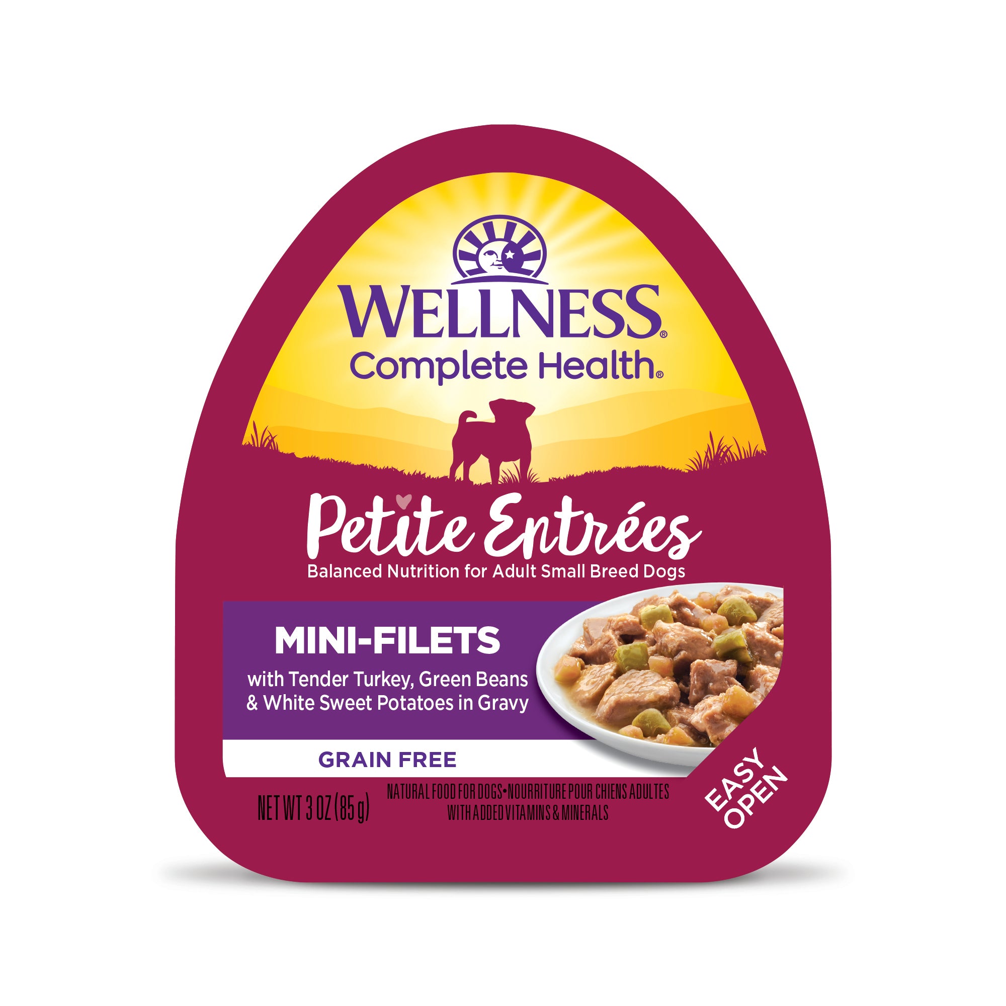 Wellness - Dog Petite Entrees 85g Mini-Filets Tender Turkey, Green Beans & White Sweet Potatoes in Gravy
