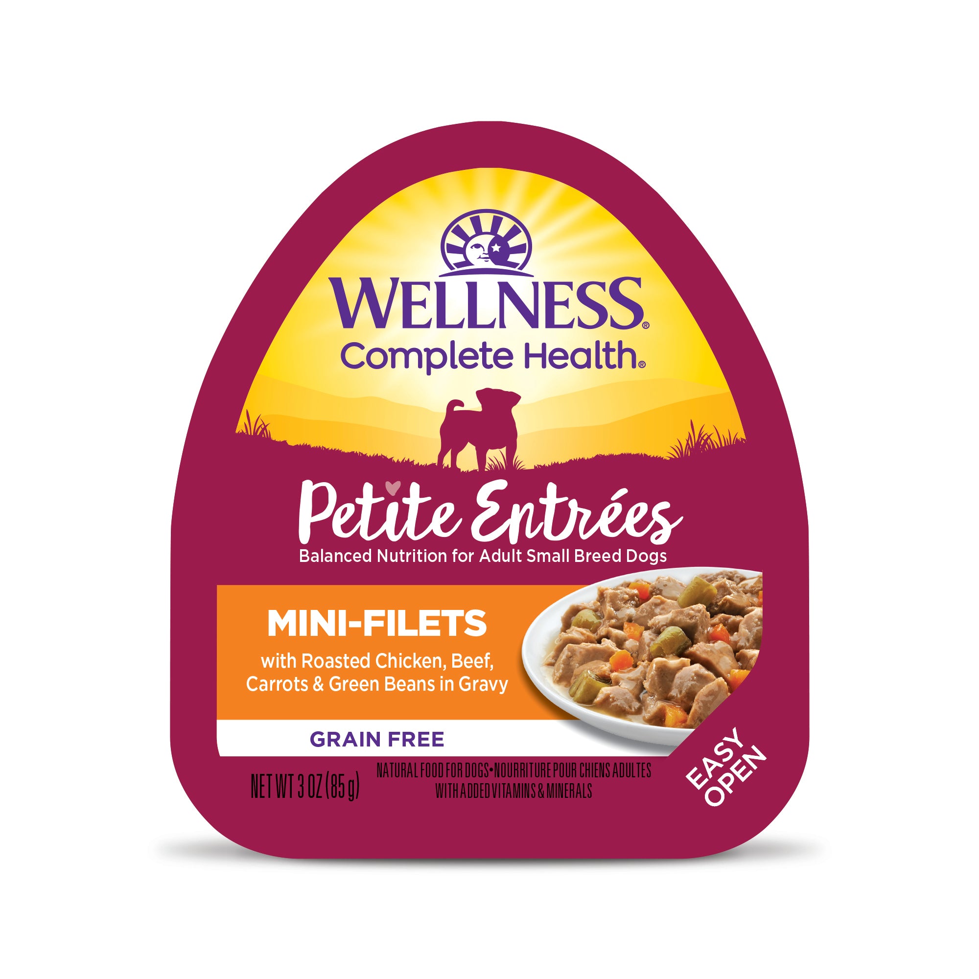 Wellness - Dog Petite Entrees 85g Mini-Filets Roasted Chicken, Beef, Carrots & Green Beans in Gravy