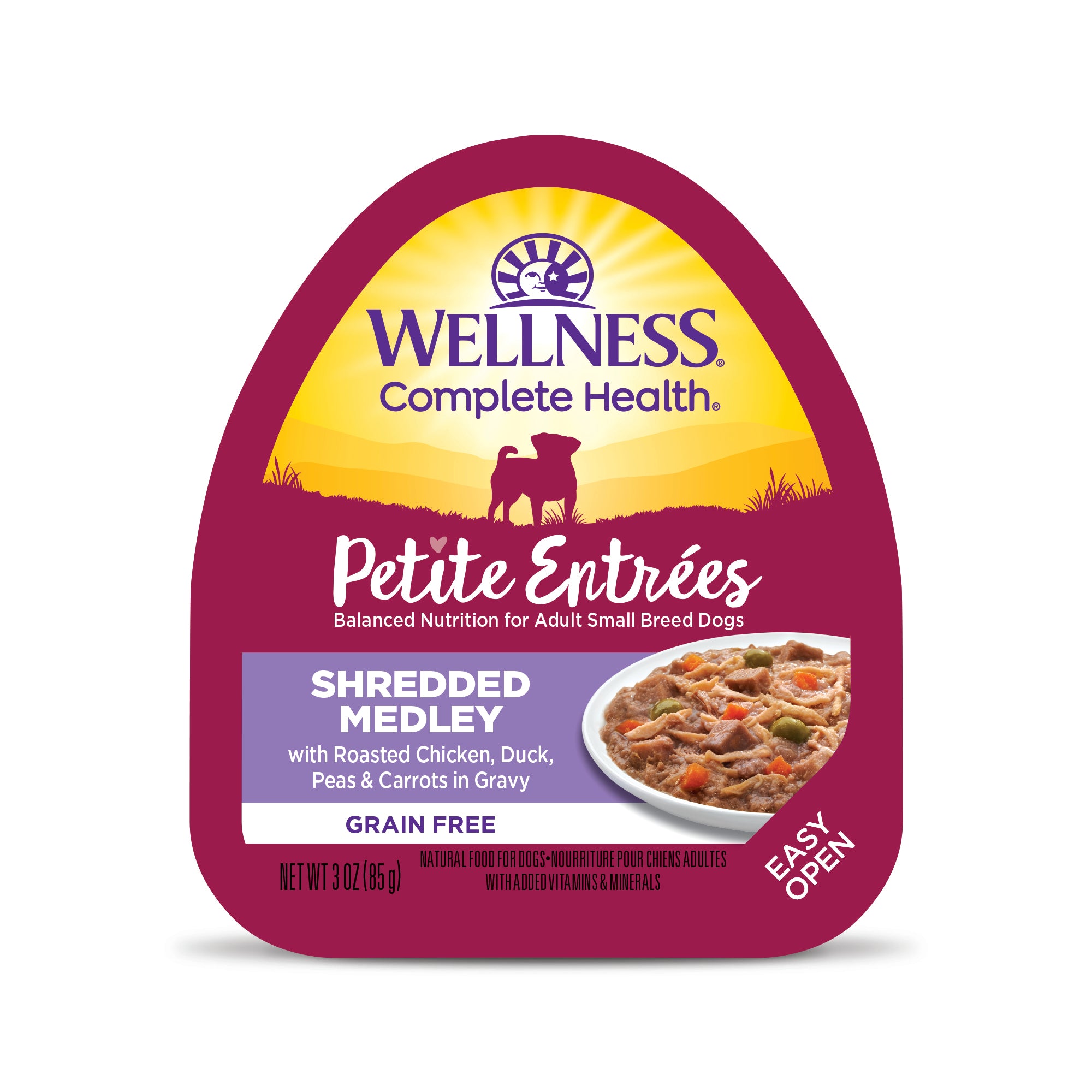 Wellness - Dog Petite Entrees 85g Shredded Medley Roasted Chicken, Duck, Peas & Carrots in Gravy
