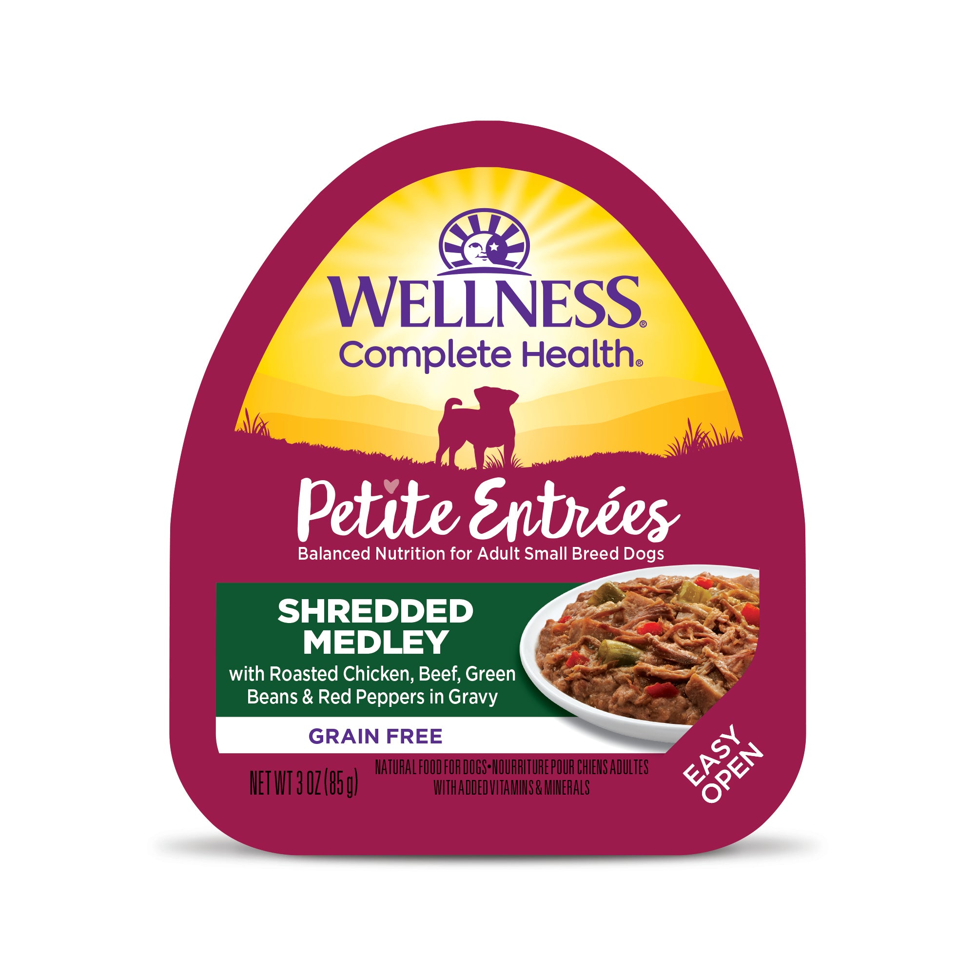 Wellness - Dog Petite Entrees 85g Shredded Medley Roasted Chicken, Beef, Green Beans & Red Peppers in Gravy