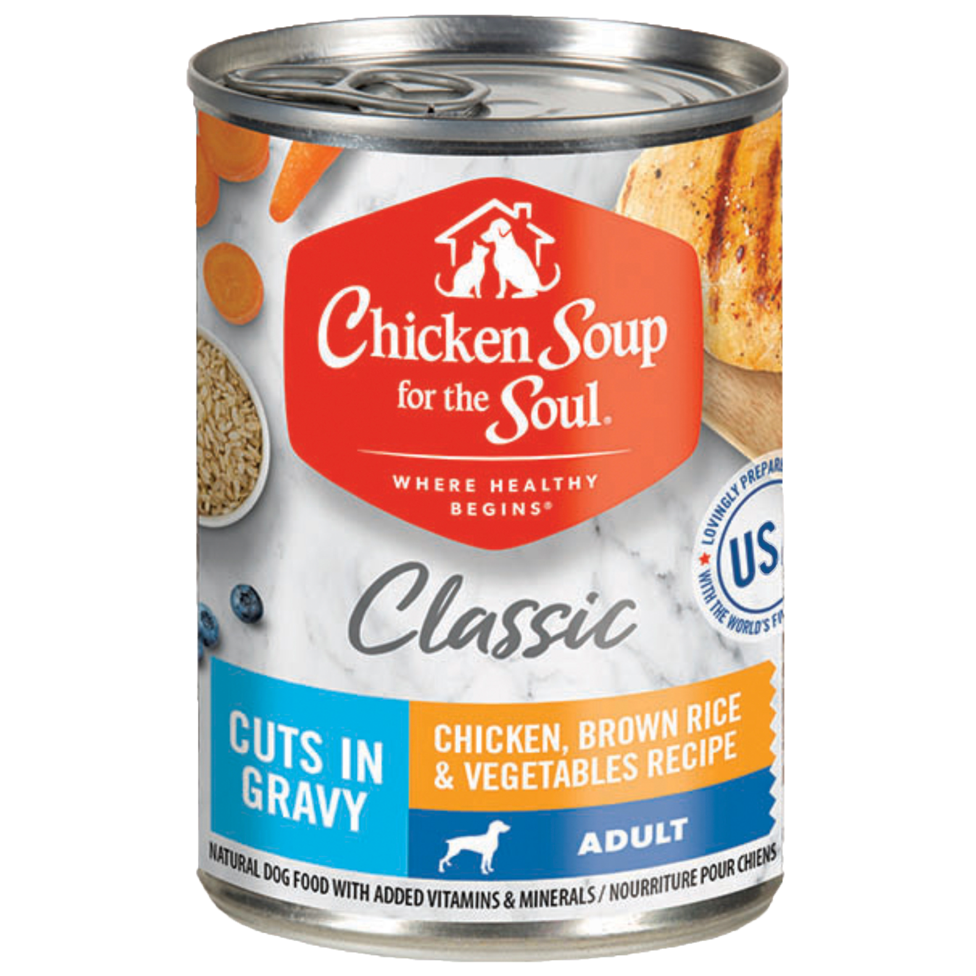 Chicken Soup for the Soul Dog Classic Cuts in Gravy 13oz Adult Chicken, Brown Rice & Vegetables Recipe