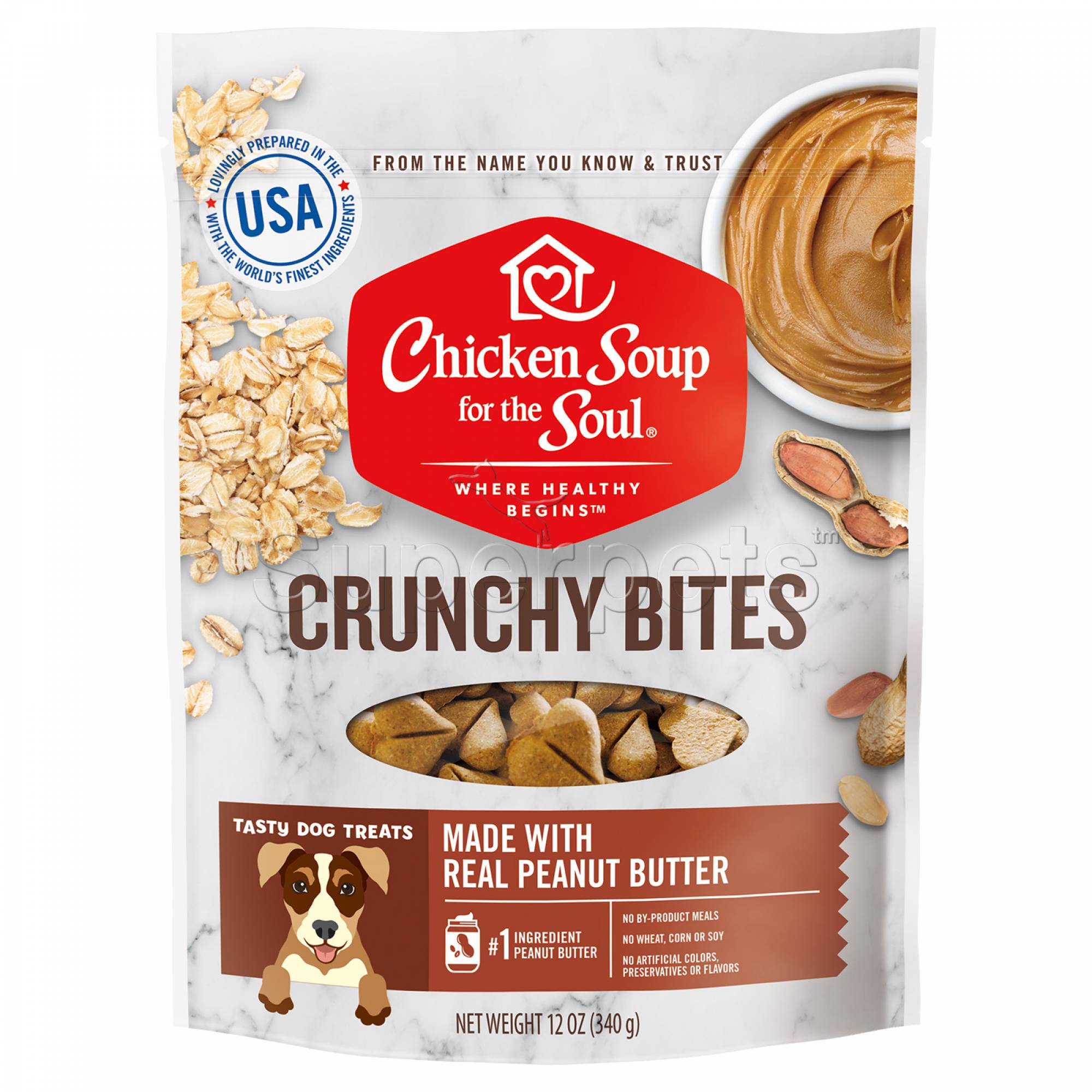 Chicken Soup for the Soul Dog Crunchy Bites 340g Real Peanut Butter