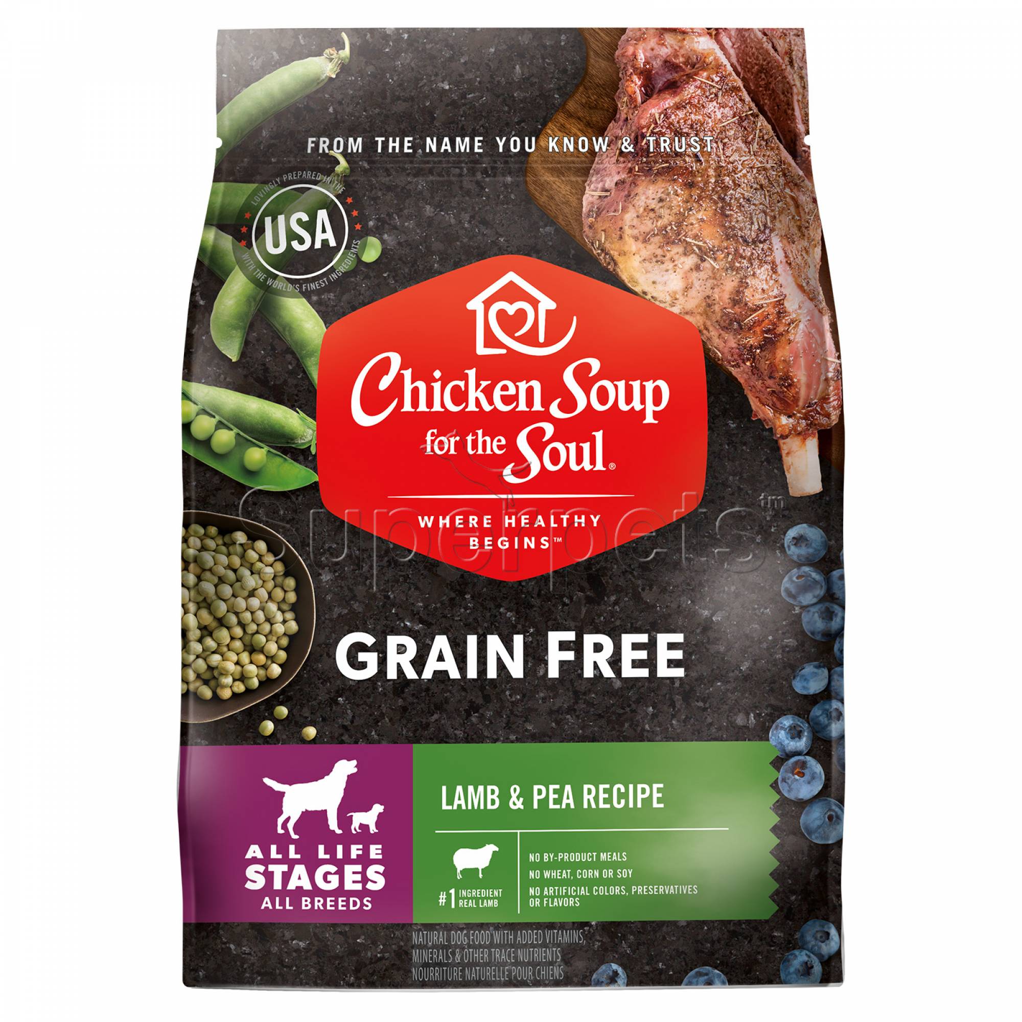 Chicken Soup for the Soul Dog Dry Grain-Free All Life Stages Lamb & Pea Recipe 4lb