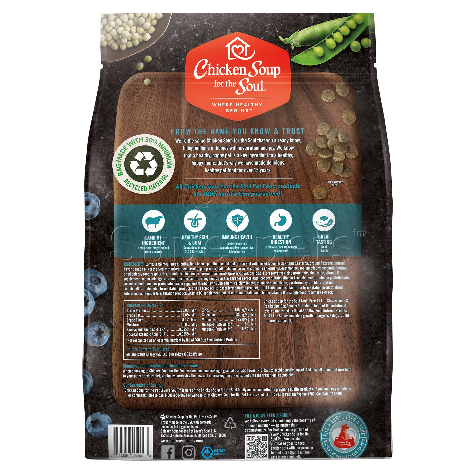 Chicken Soup for the Soul Dog Dry Grain-Free All Life Stages Lamb & Pea Recipe 4lb