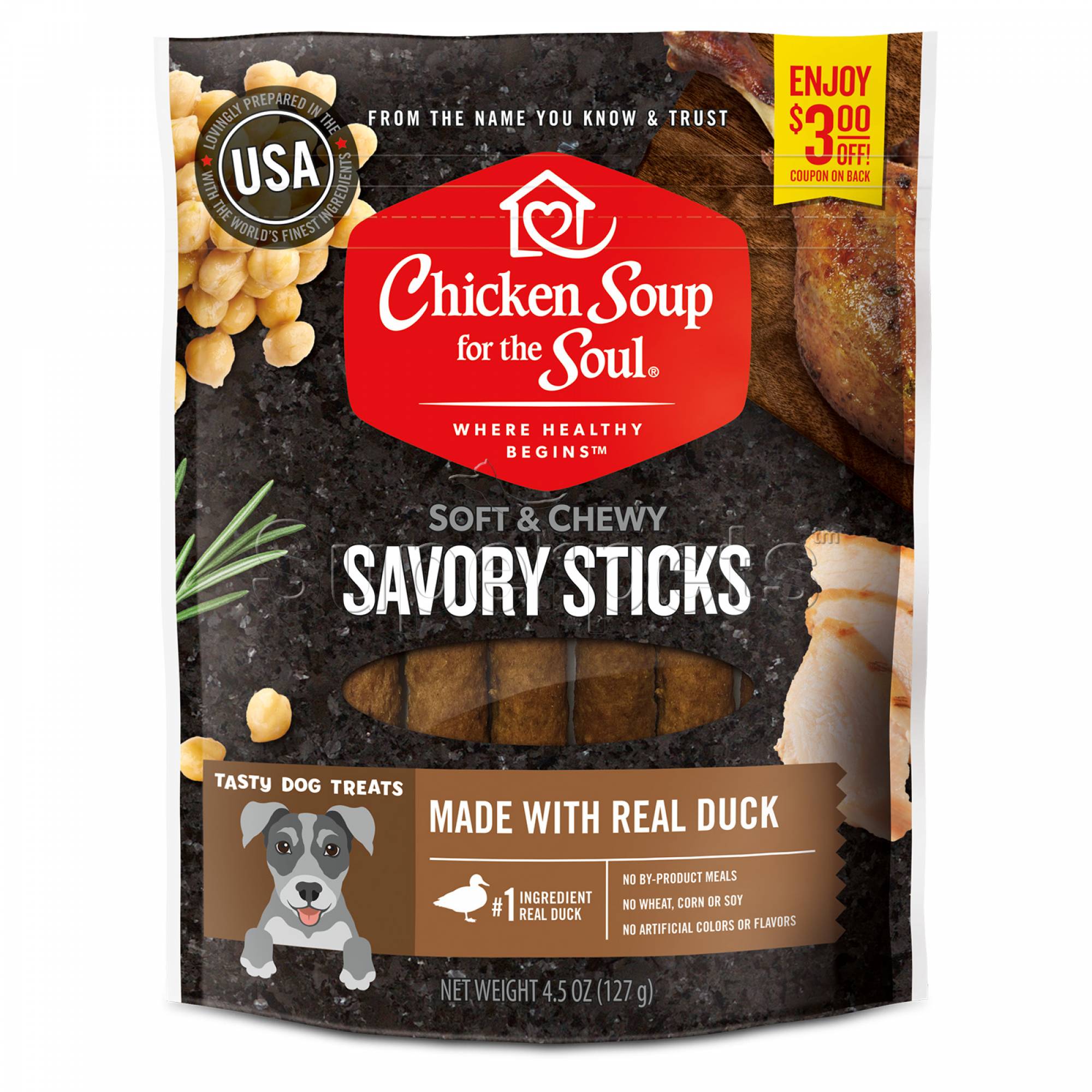 Chicken Soup for the Soul Dog Savory Sticks 127g Real Duck