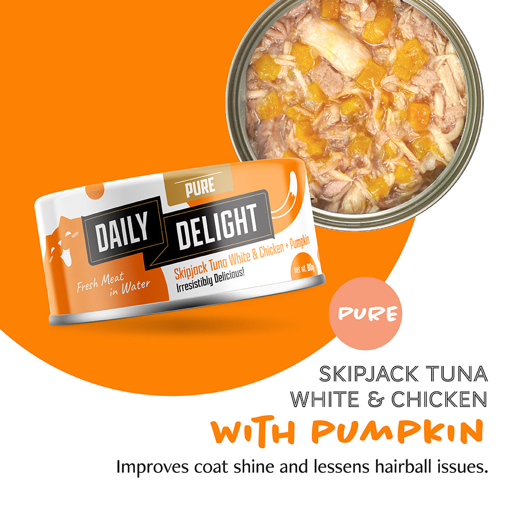 Daily delight Pure Skipjack Tuna White & Chicken with Pumpkin 80g