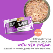 Daily delight Pure Skipjack Tuna White & Chicken with Sea Bream 80g