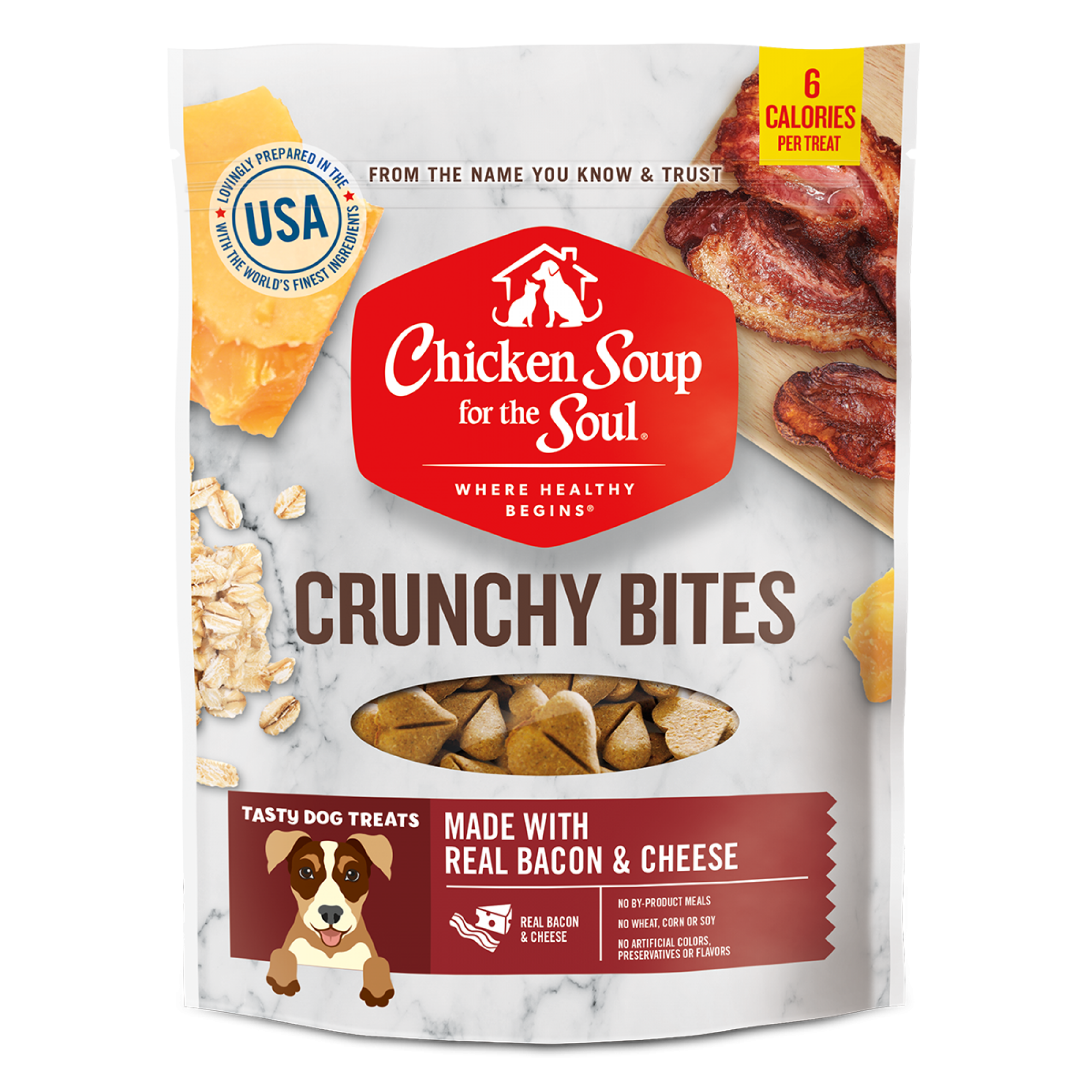 Chicken Soup for the Soul Dog Crunchy Bites 340g Real Bacon & Cheese