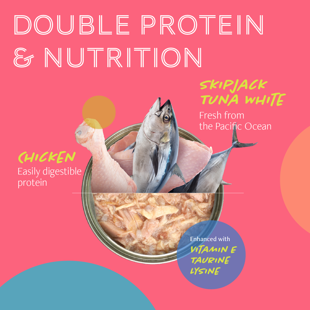 Daily delight Pure Skipjack Tuna White & Chicken with Baby Clam 80g