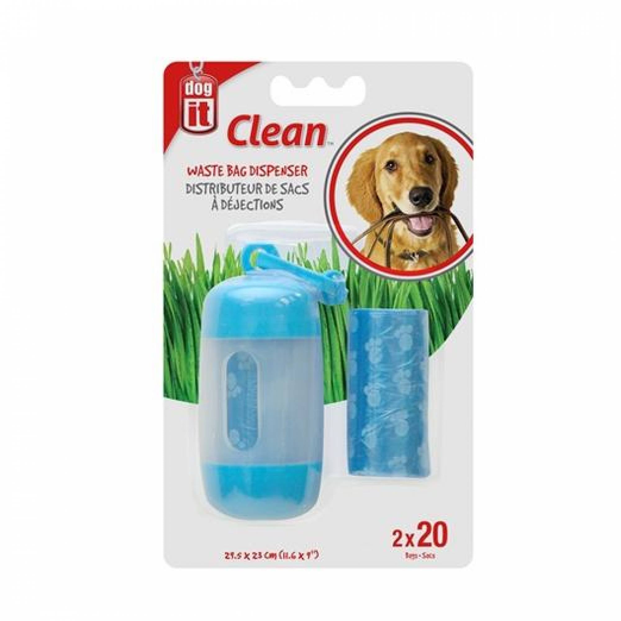 DogIt Clean Waste Bag Dispenser Blue 2 Rolls / 20 Bags