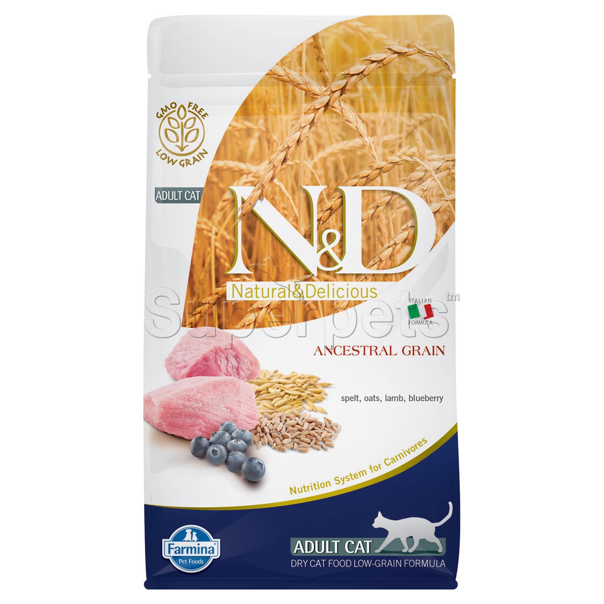 Farmina - N&D Ancestral Grain Feline Adult - Lamb & Blueberry 1.5kg