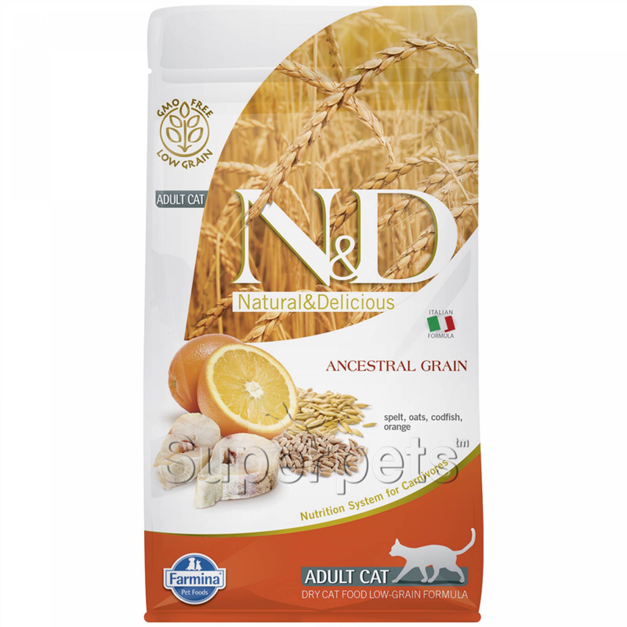 Farmina - N&D Ancestral Grain Feline Adult - Codfish & Orange 5kg