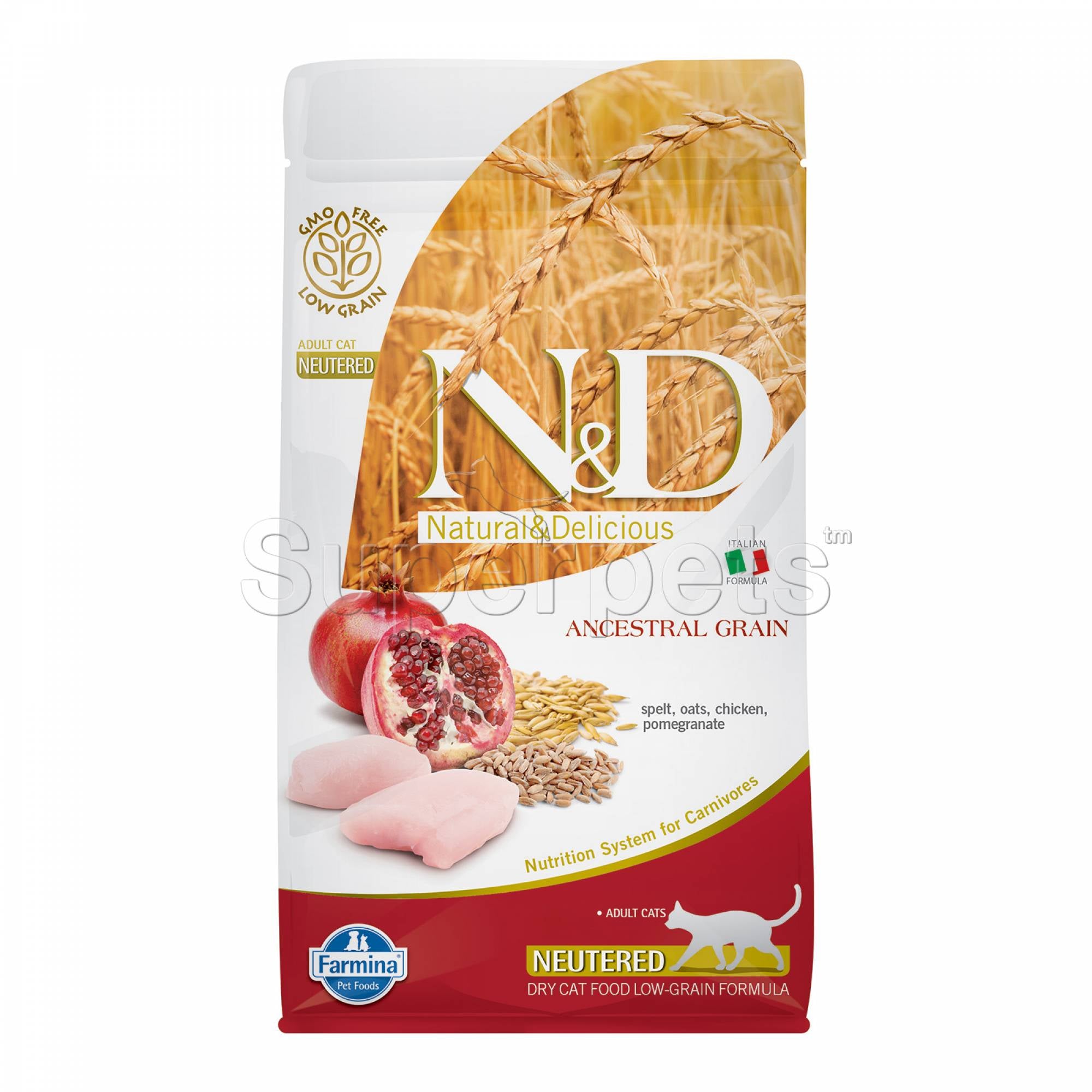Farmina - N&D Ancestral Grain Feline Adult Neutered - Chicken & Pomegranate 1.5kg