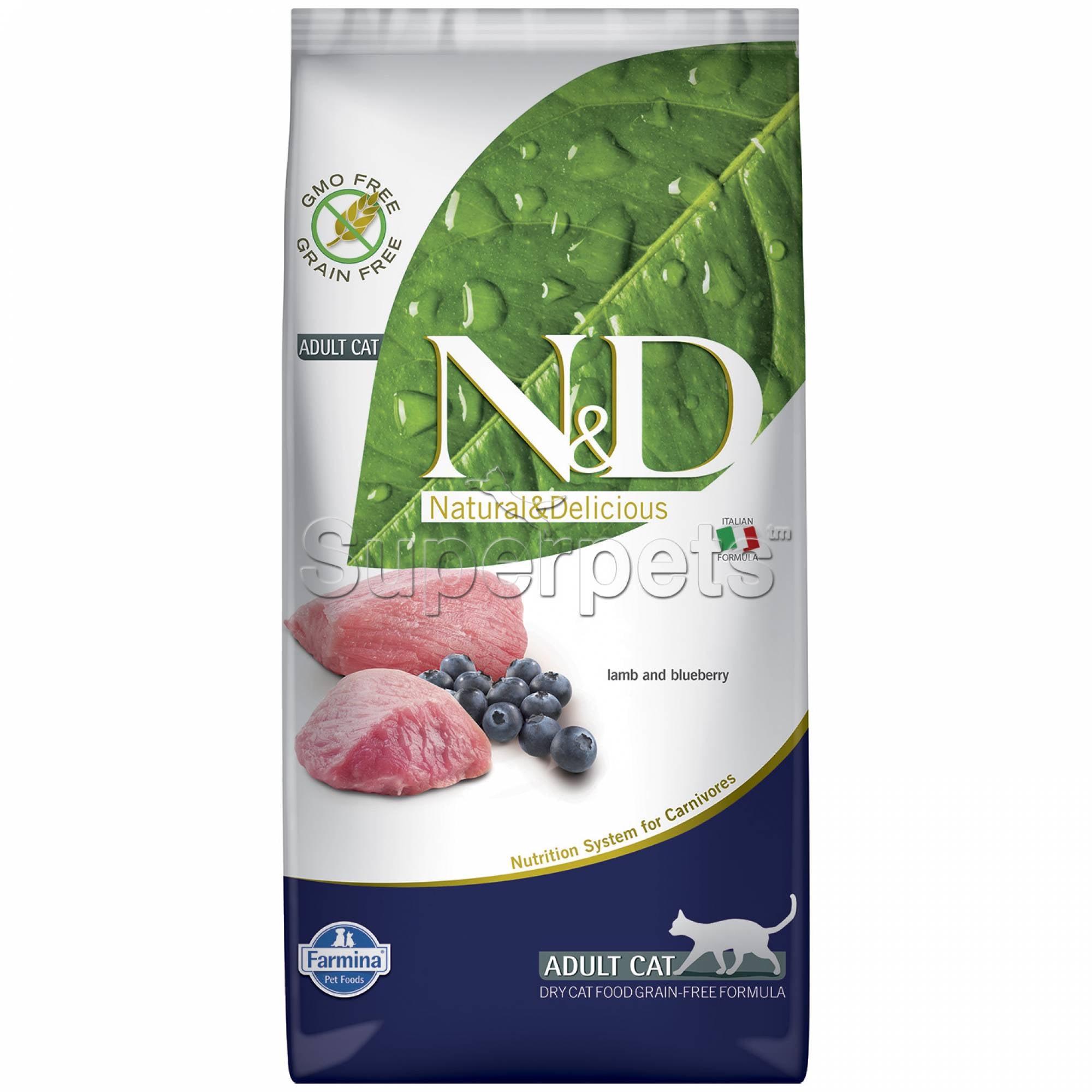 Farmina - N&D Grain-Free Feline Adult - Lamb & Blueberry 5kg