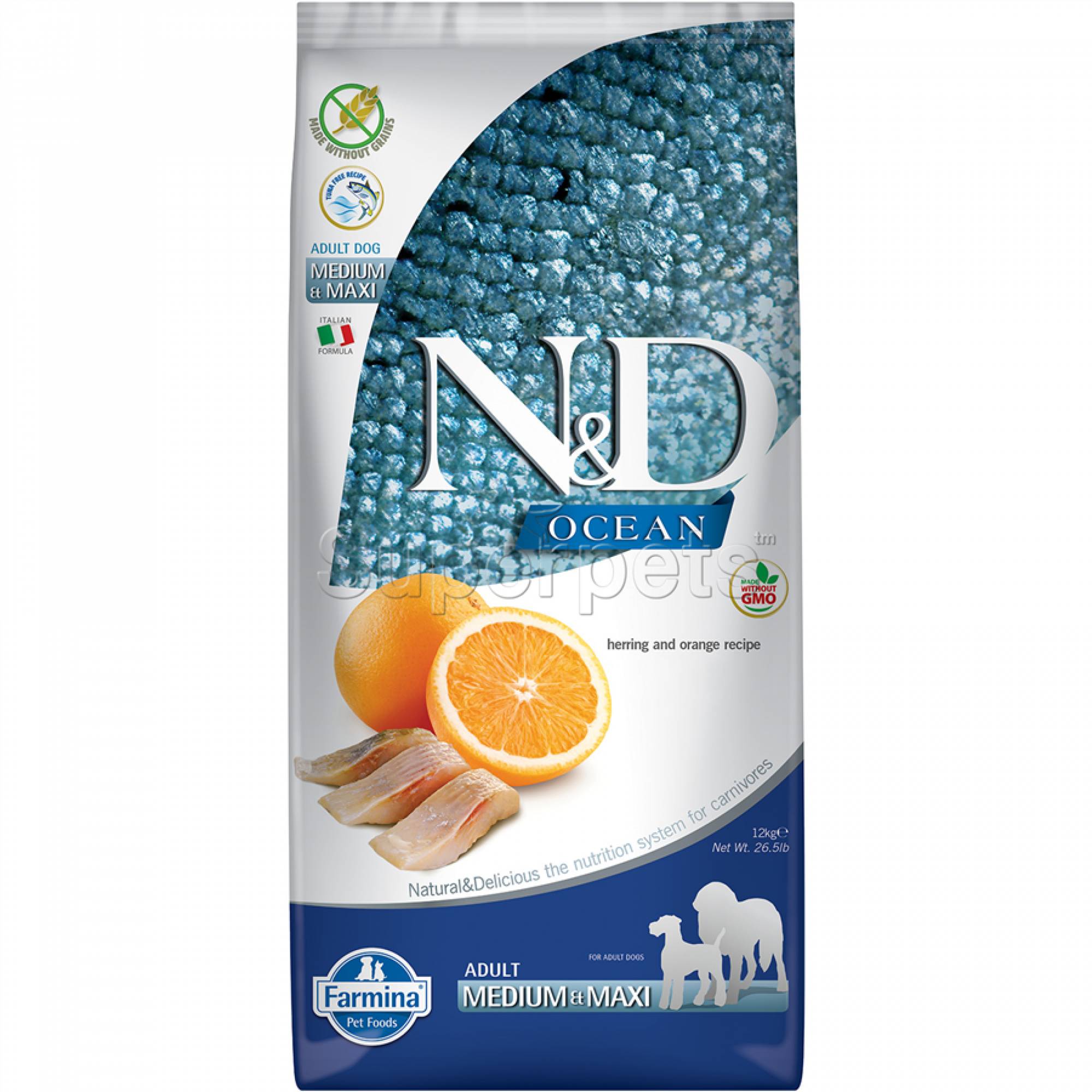 Farmina - N&D Ocean Canine Adult Medium/Maxi - Herring & Orange 12kg