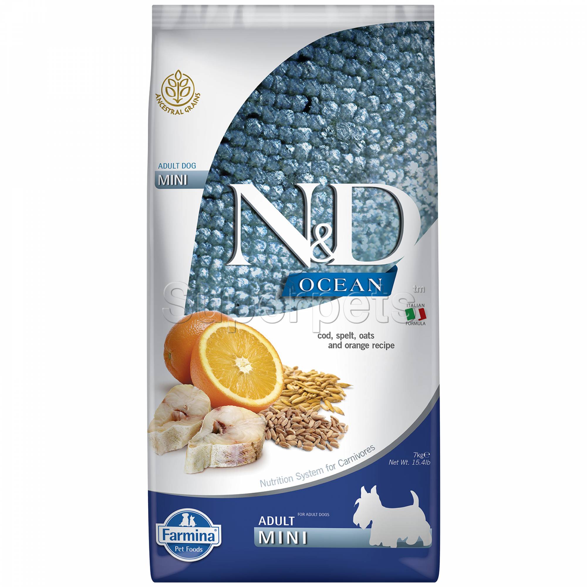 Farmina - N&D Ocean Canine Adult Mini - Codfish, Spelt, Oats & Orange 7kg (*Donation*)