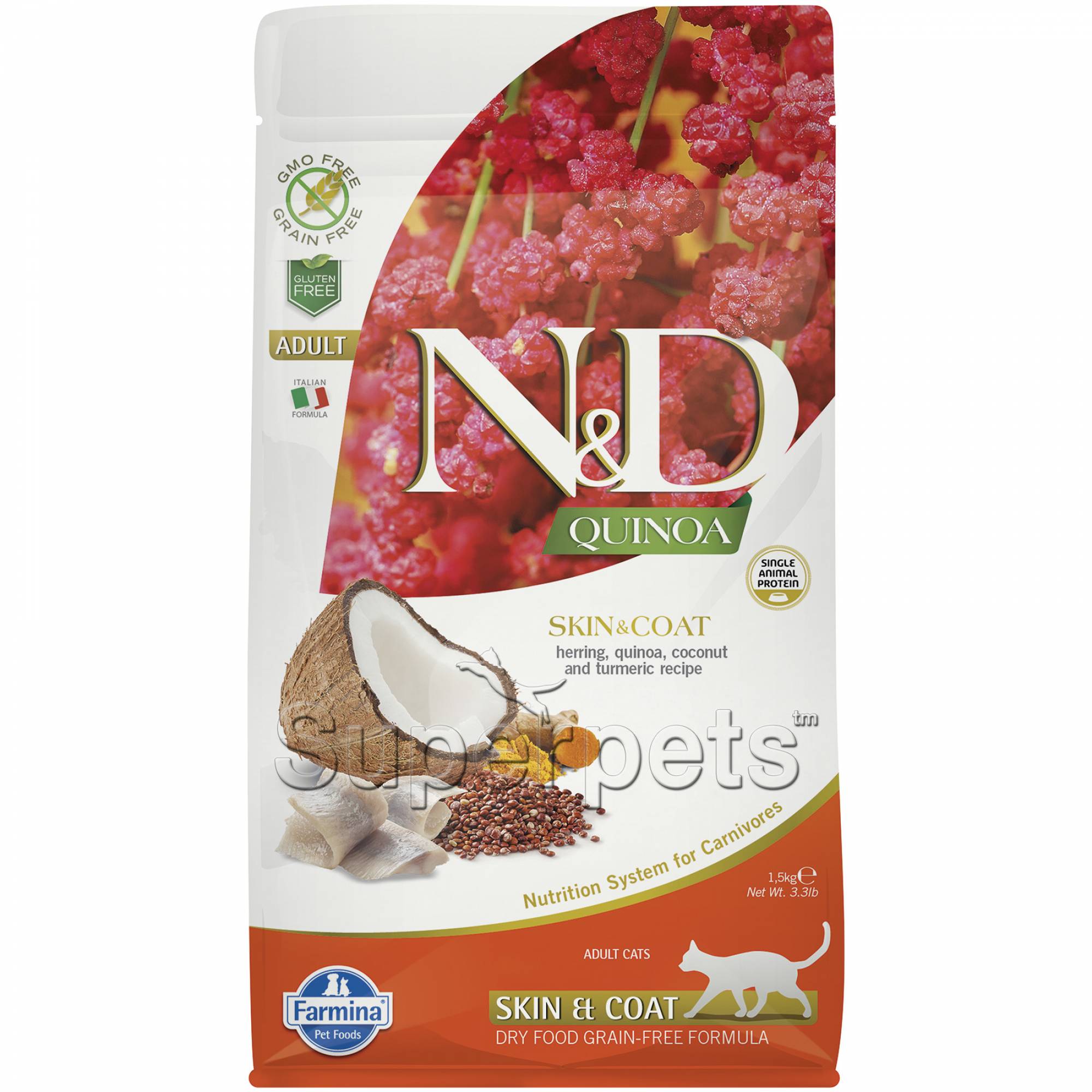Farmina N&D Quinoa Cat Adult - Skin&Coat (Herring) 1.5kg